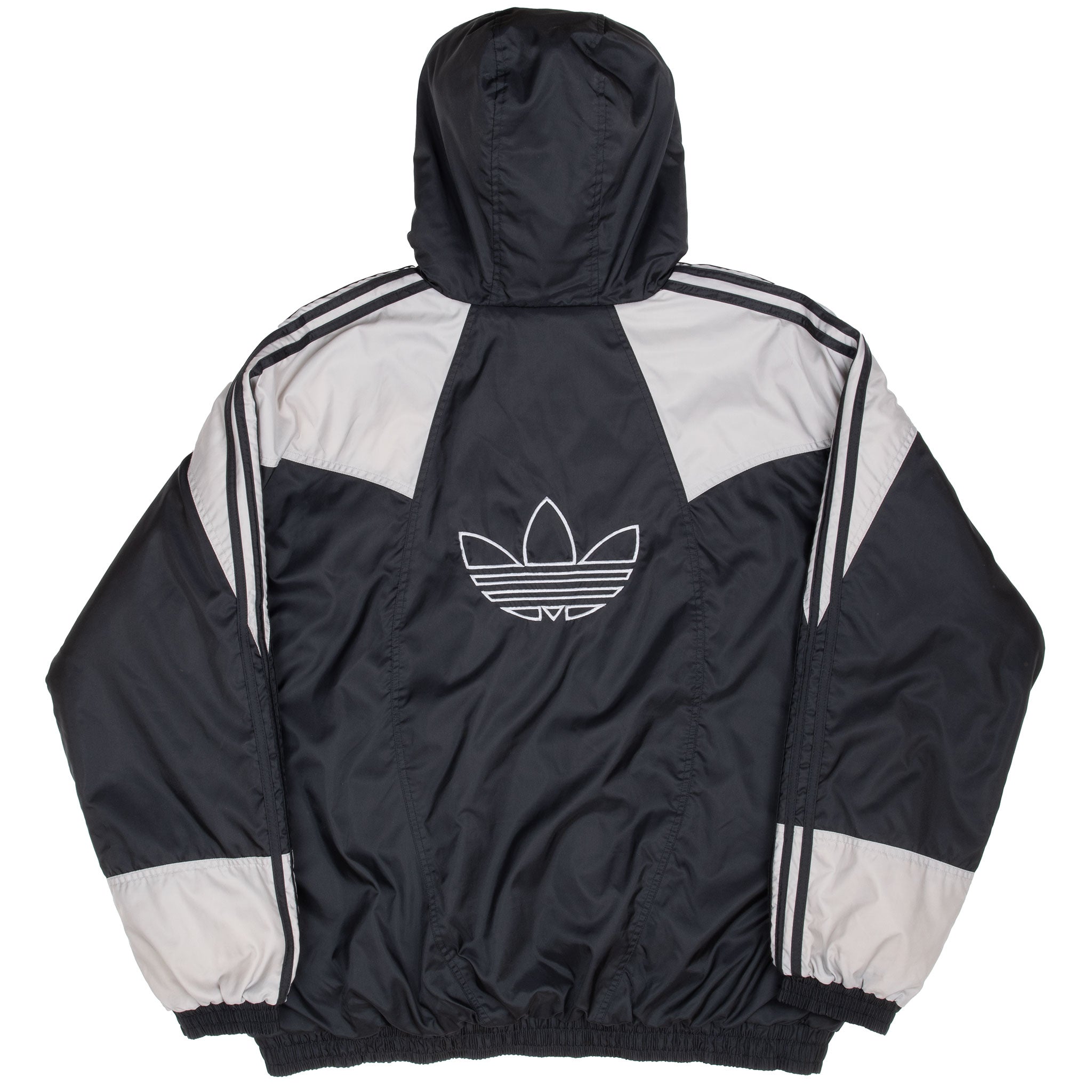 Vintage Adidas Black Heavy Windbreaker Hooded Jacket 2000S Size XL