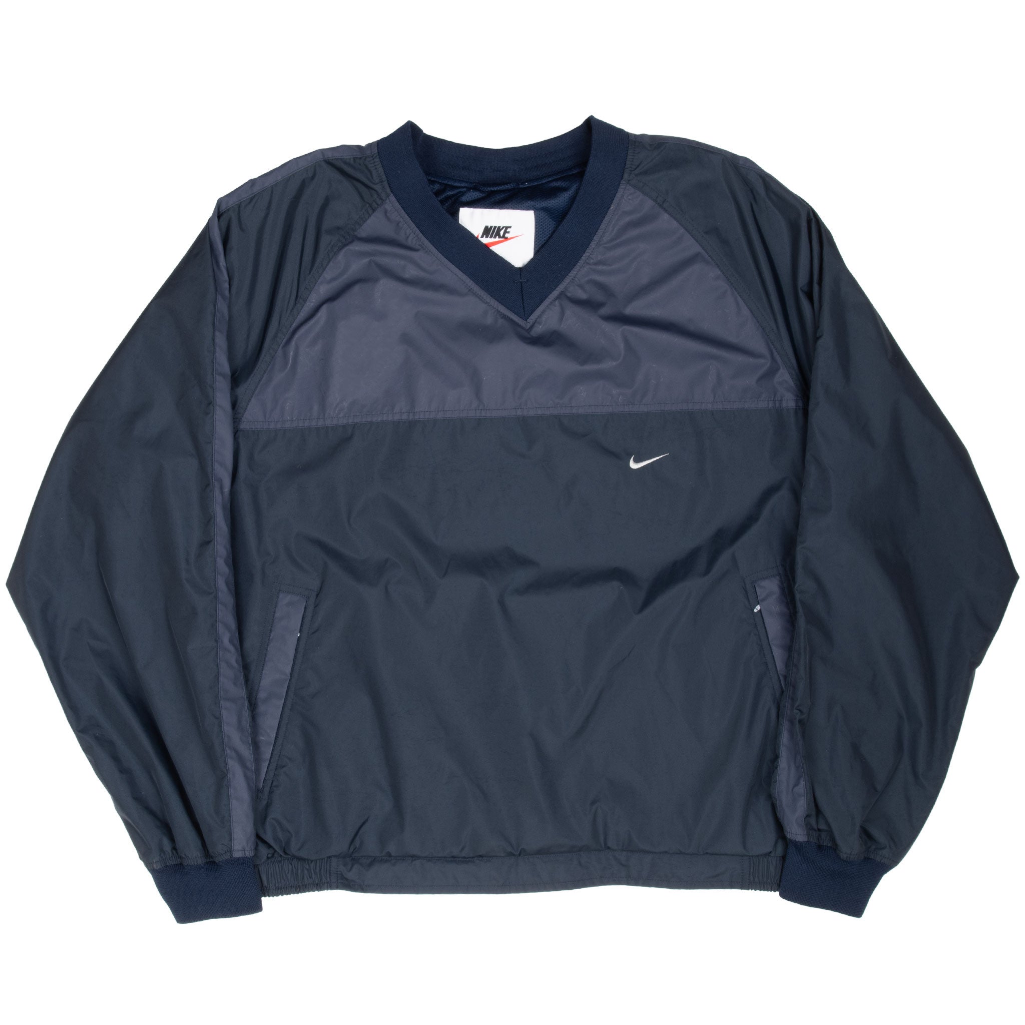Vintage Nike Classic Swoosh Navy Blue Pullover Windbreaker Jacket 1990S Size Large