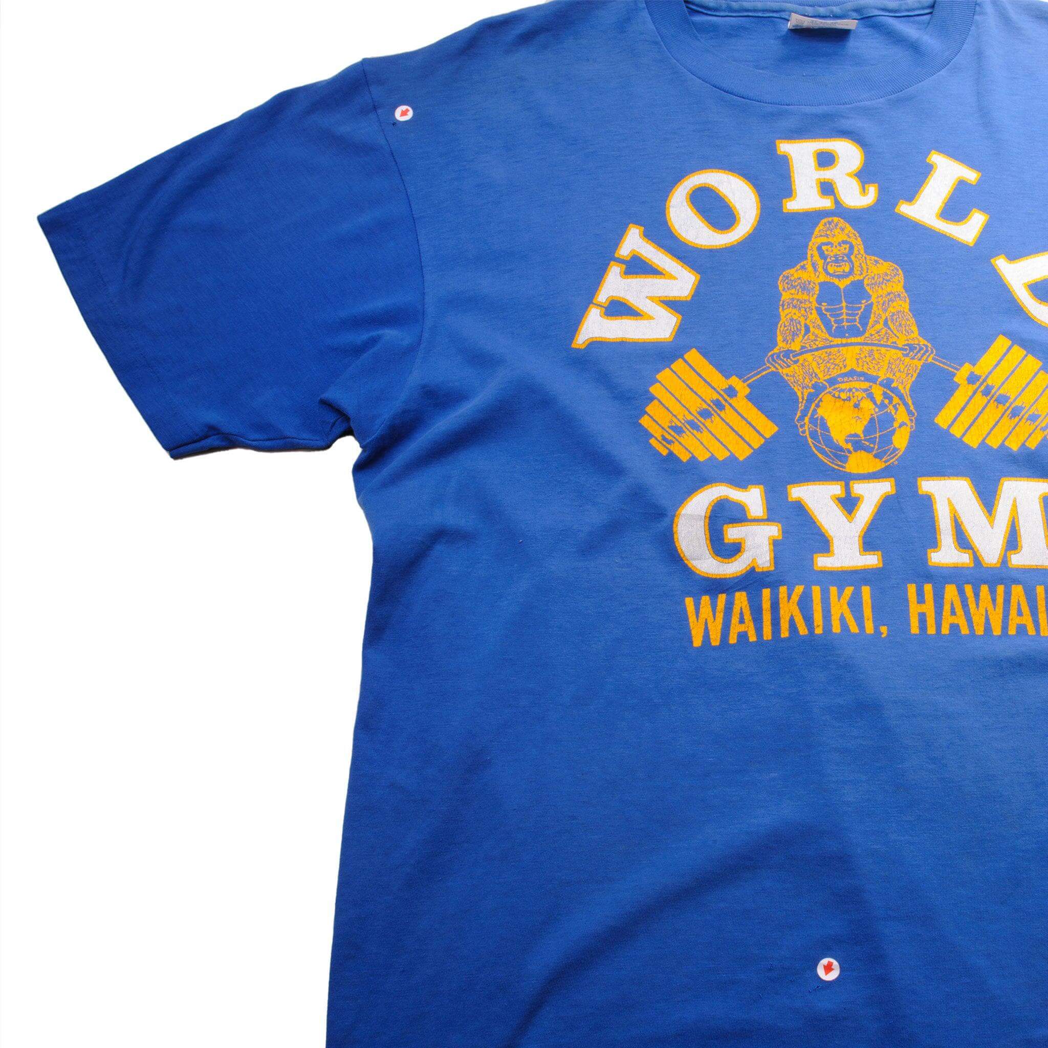 VINTAGE WORLD GYM WAIKIKI HAWAII TEE SHIRT 1990S SIZE LARGE MADE IN USA