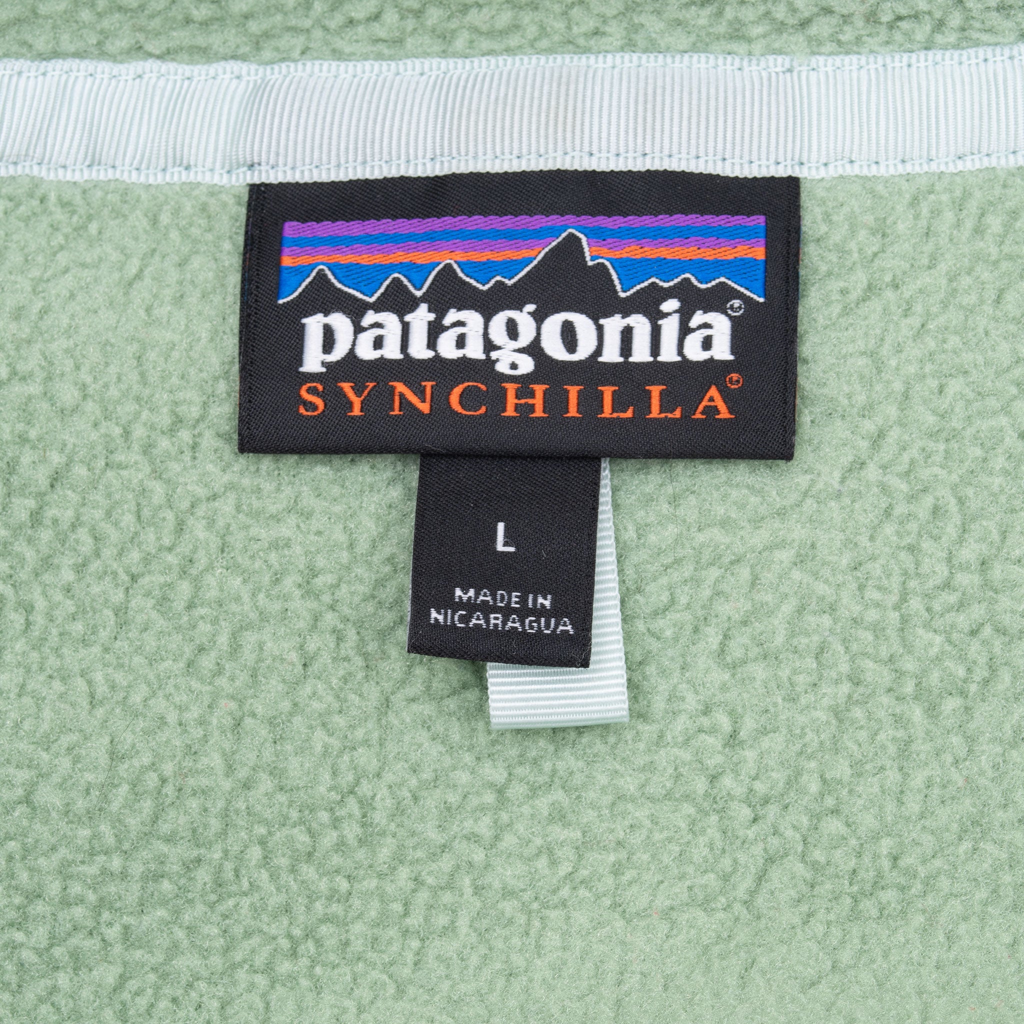 Vintage Patagonia Synchilla Snap T Sage Green And Blue Fleece Pullover Size Large