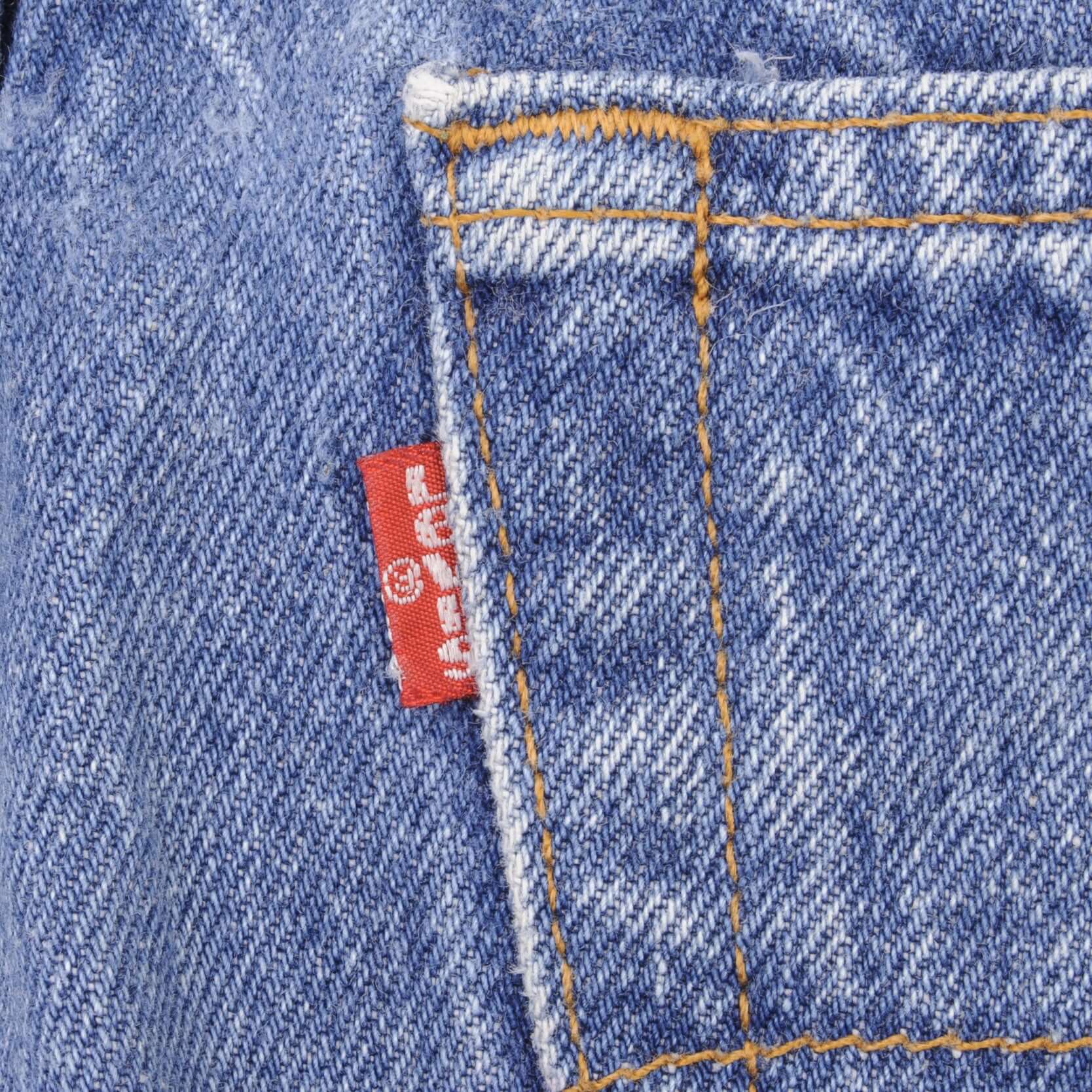 Beautiful Indigo Levis 501 Jeans 1980s Made in USA with Medium Wash With Light Whiskers Size on tag 32X30 Actual Size 30X28 Back Button #552