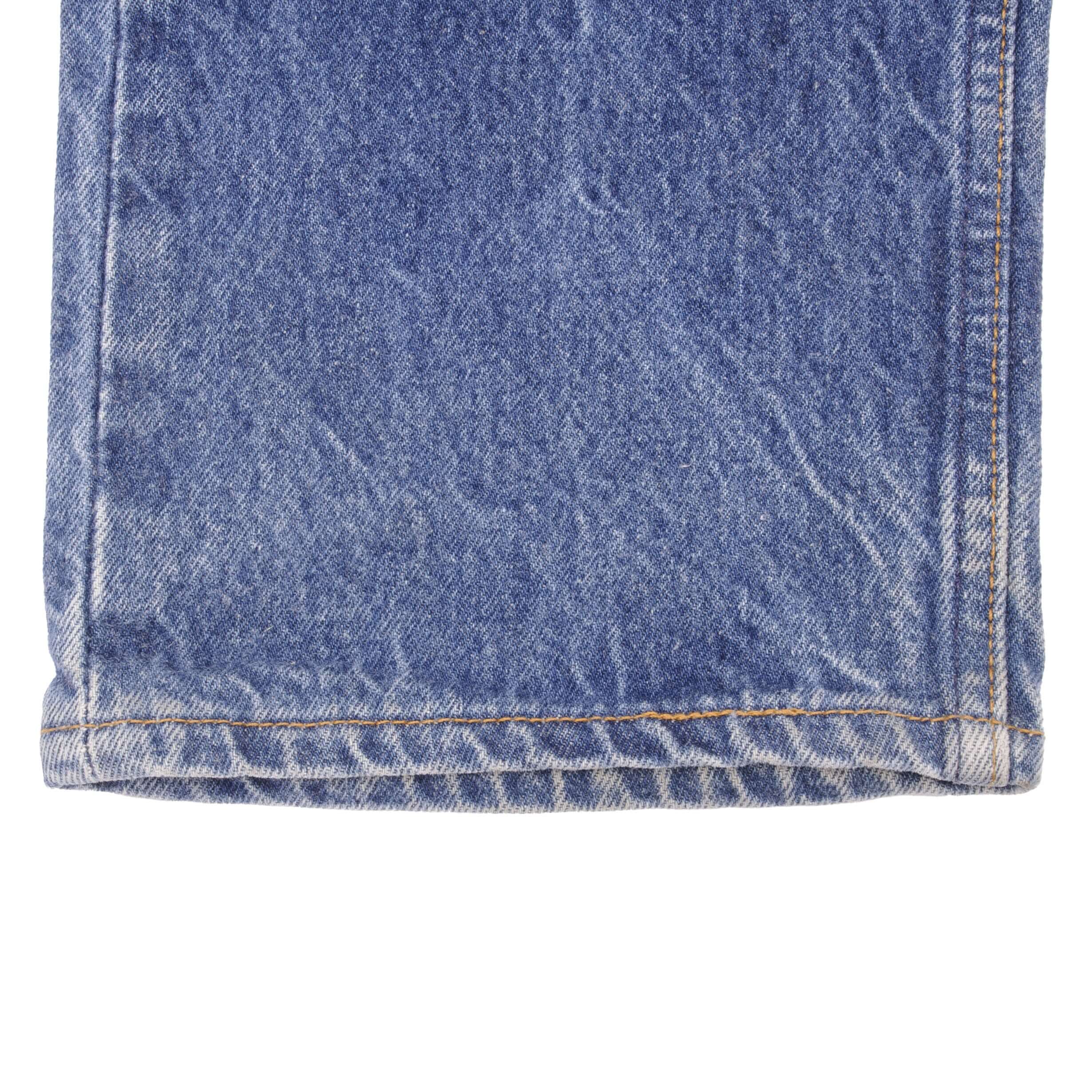 Beautiful Indigo Levis 501 Jeans 1990s Made in USA with Medium Light Wash With Light Whiskers Size on tag 36X36 Actual Size 34X33 Back Button #552