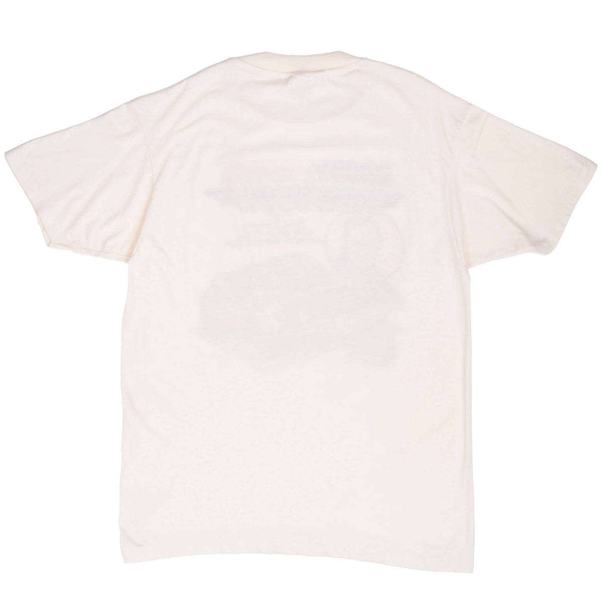 Vintage Gabby Garrison Stock Car Racing 1986 Ivory Tee Shirt Size Large Made In USA With Single Stitch Sleeves