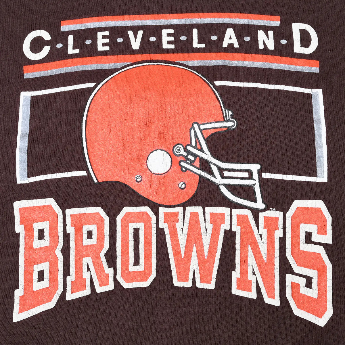 Close-up of Cleveland Browns orange helmet front print