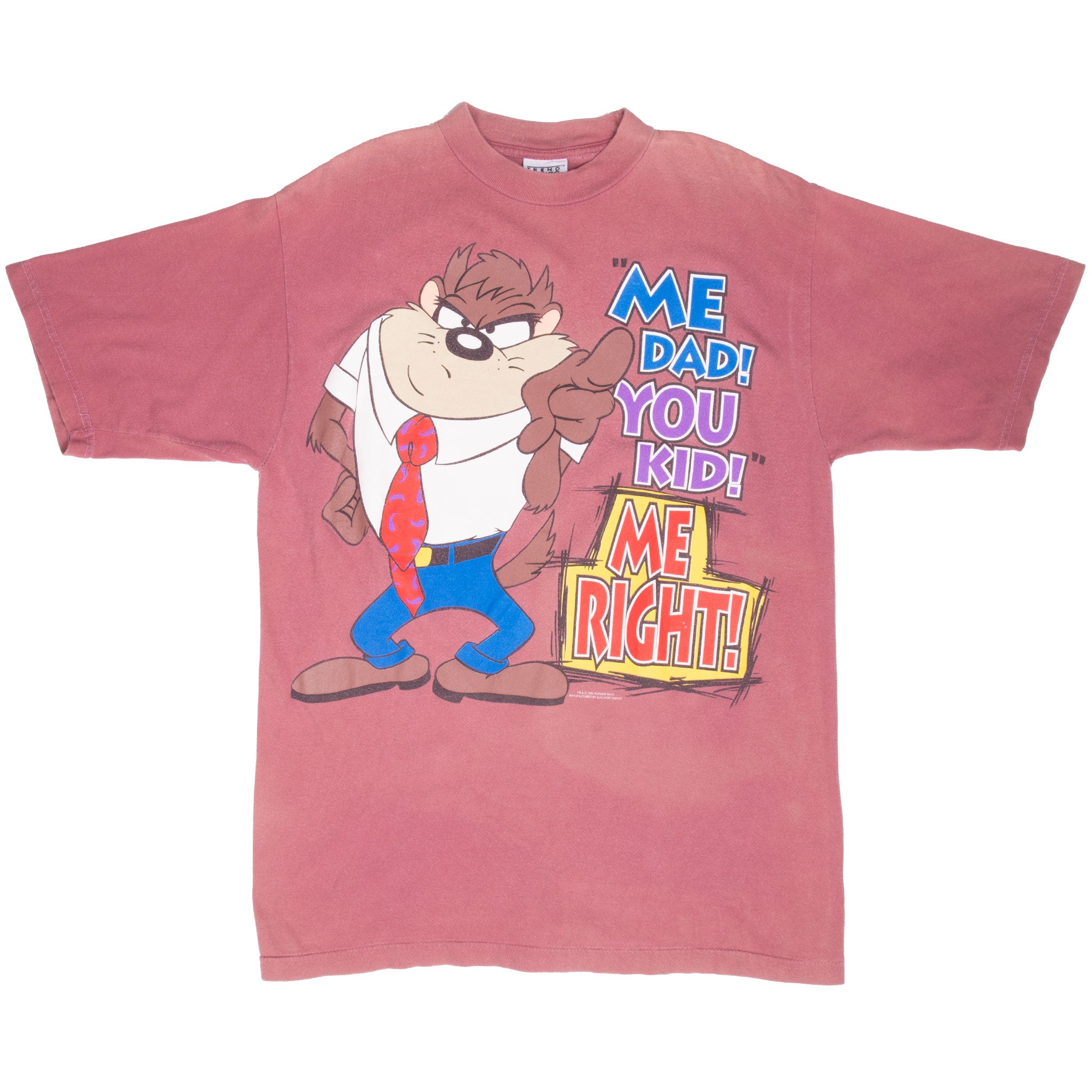 Vintage Looney Tunes Taz You Kid Me Dad Tee Shirt 1994 Size Large With Single Stitch Hem