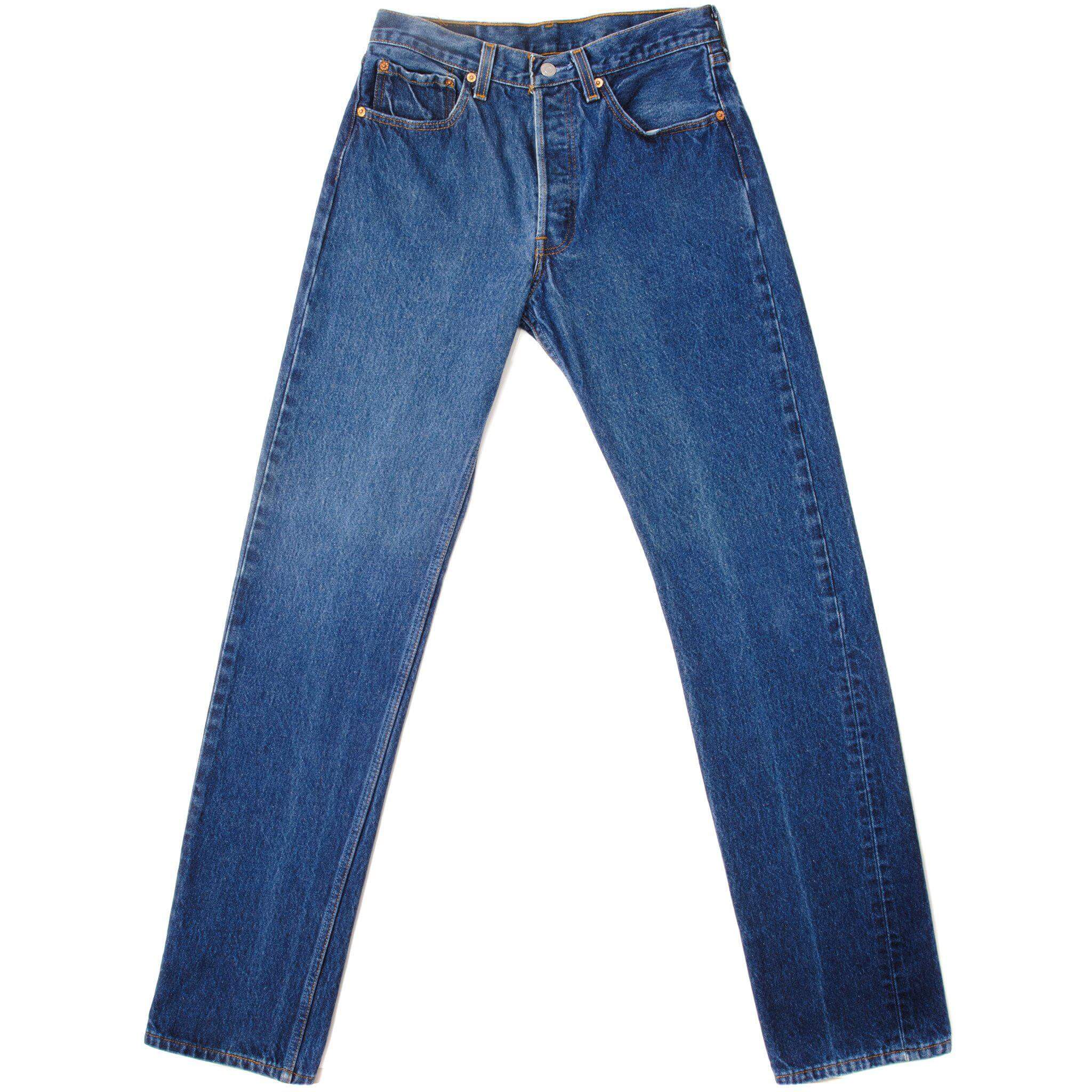 Beautiful Indigo Levis 501 Jeans Made in USA with a dark blue wash. Size 30x34 Back Button #524M