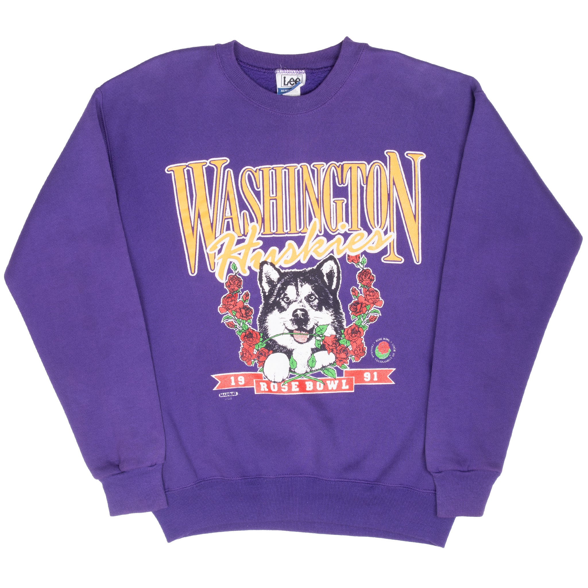 VINTAGE NCAA WASHINGTON HUSKIES ROSEBOWL 1991 SWEATSHIRT LARGE MADE IN USA