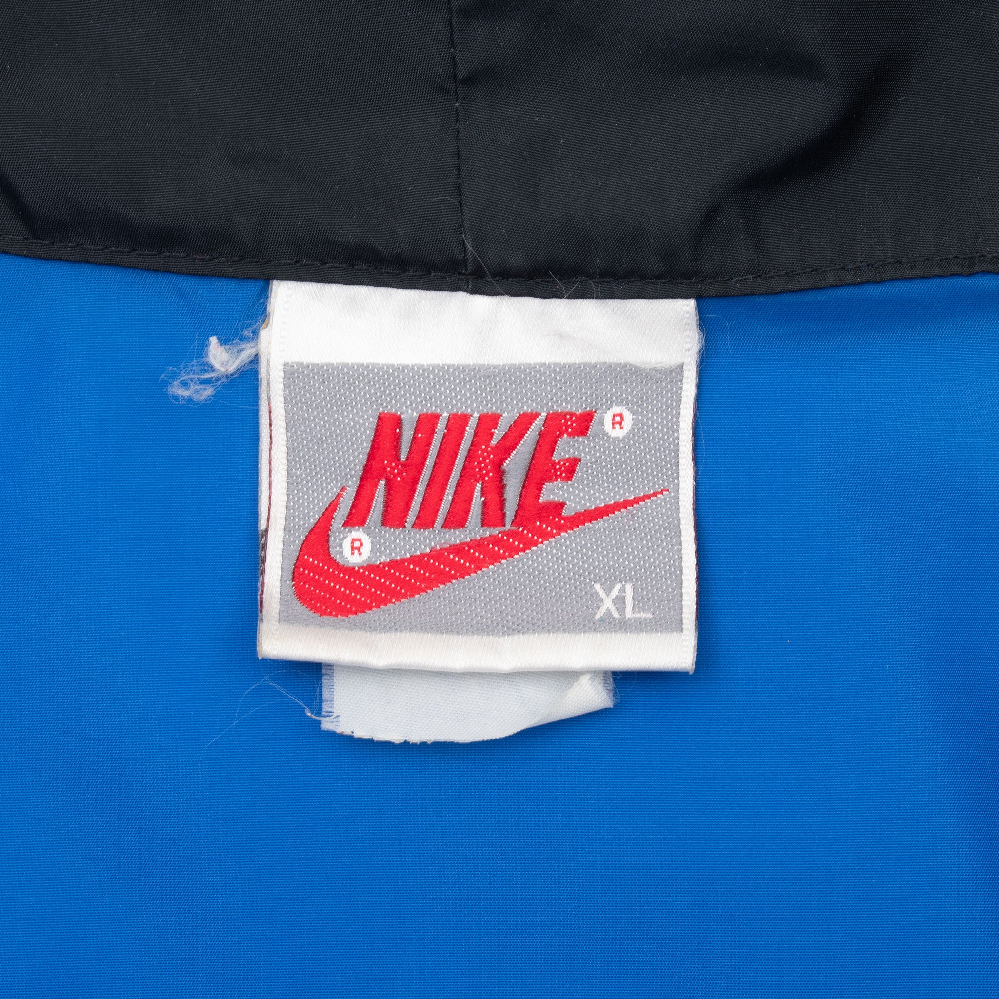 Vintage Nike Classic Swoosh Blue Hooded Windbreaker Jacket Late 1980S Size XL