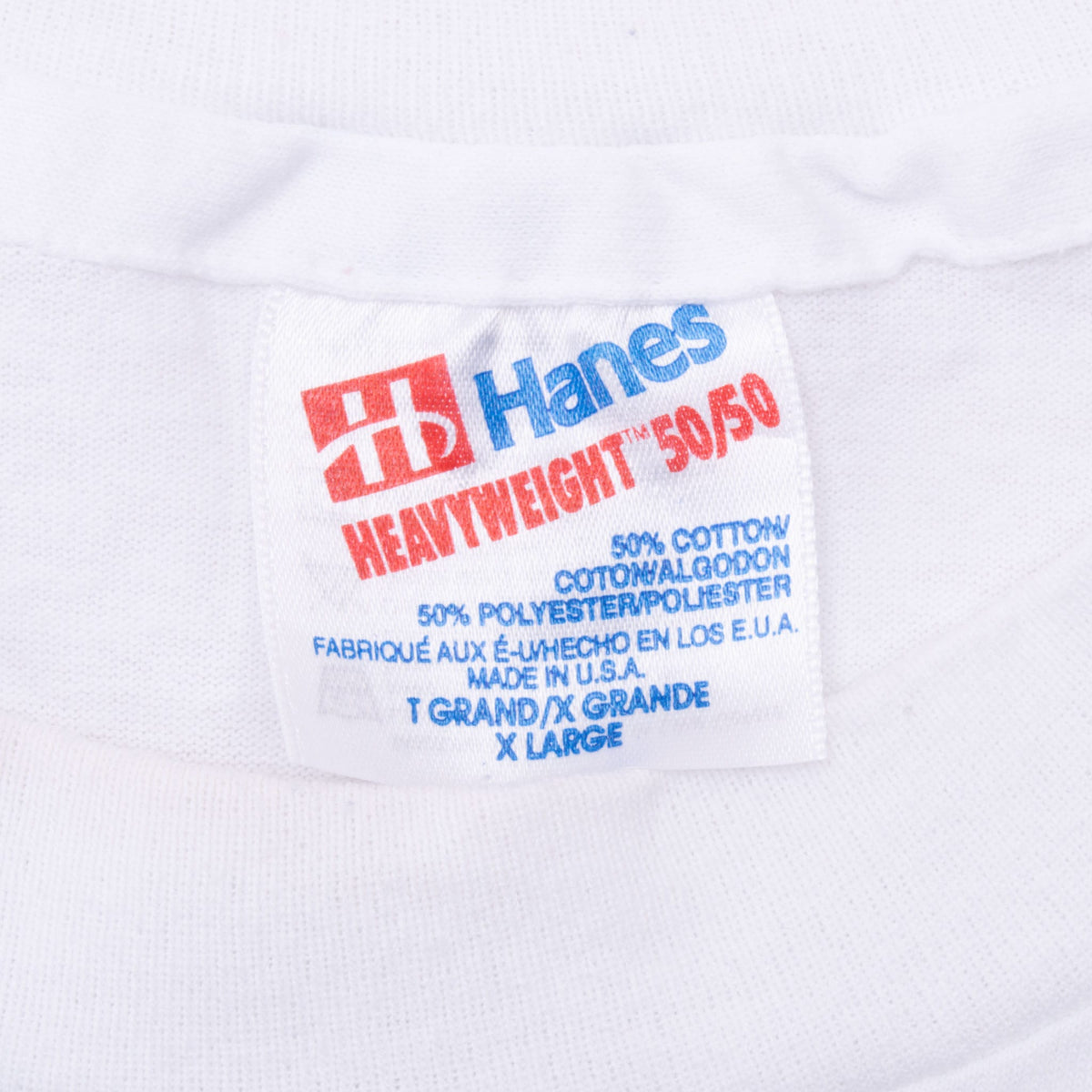 Hanes Heavyweight 50/50 neck tag marked XL and made in USA