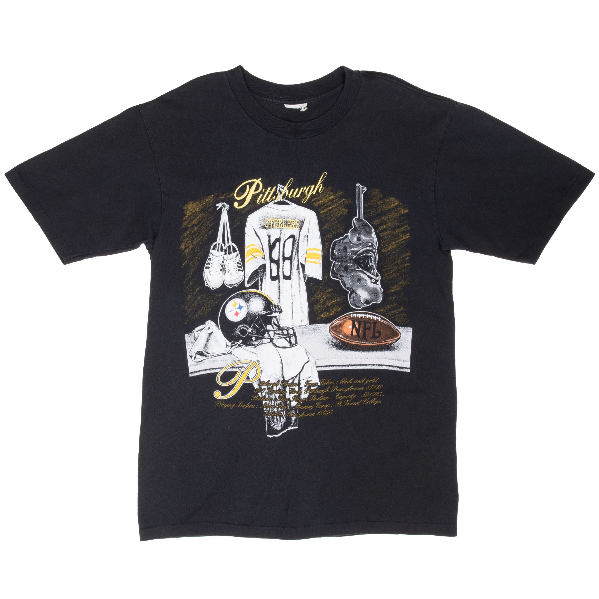 Vintage Nfl Pittsburgh Steelers Locker Room Tee Shirt 1990S Size Medium With Single Stitch Sleeves