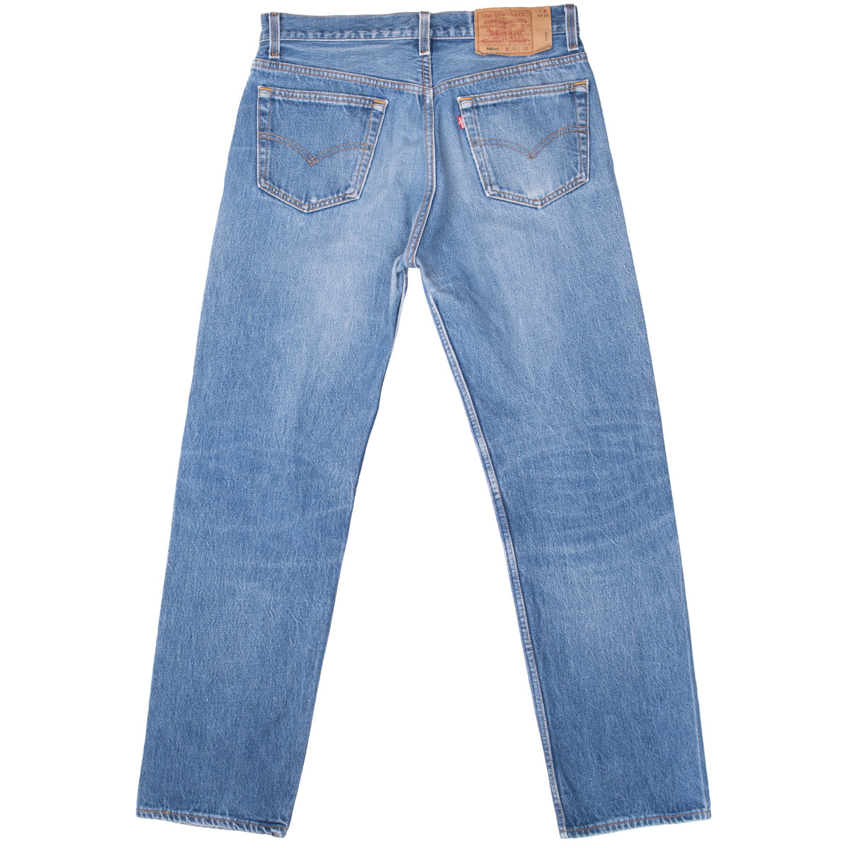 Vintage Preshrunk Levis 501 Indigo Jeans 1990S Size 33X30 W33 L30 Made In Usa With A Medium Wash And some light Whiskers
Size on Tag 35X34 Actual size 33X30
Back Button #653