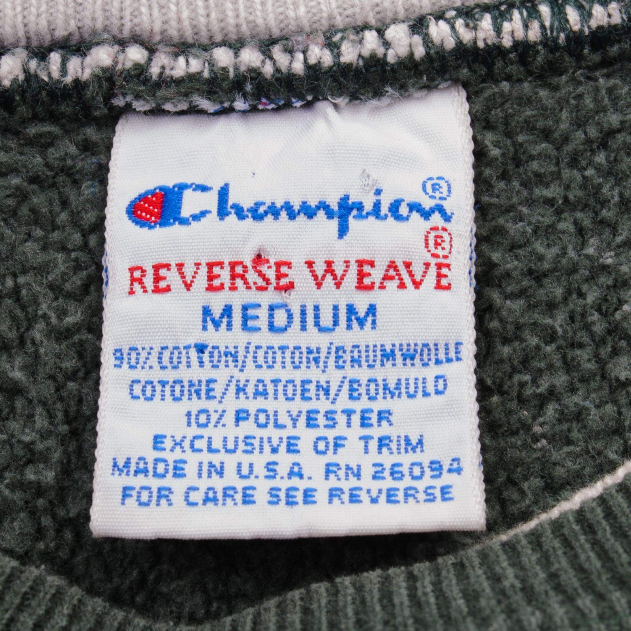 VINTAGE REVERSE WEAVE CHAMPION SPELLOUT SWEATSHIRT 1990S SIZE MEDIUM MADE IN USA