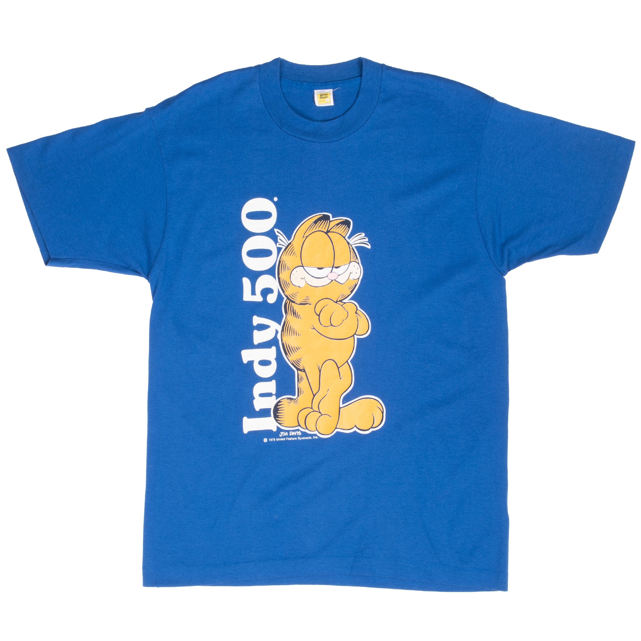 Vintage Garfield Indy 500 Indy Car Racing 1978 Tee Shirt Size Medium Made In Usa With Single Stitch Sleeves