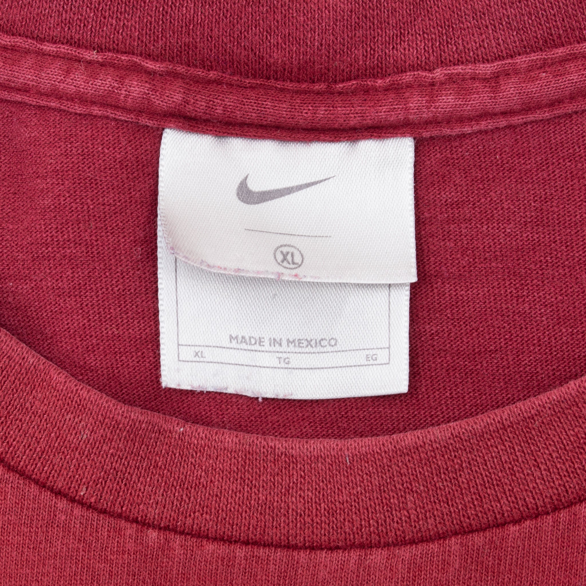 Vintage Nike Classic Swoosh Burgundy Tee Shirt 2000S Size XL