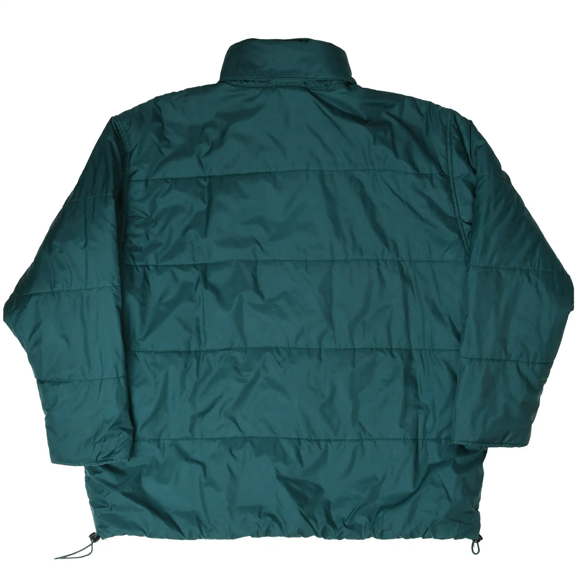 Back of dark green Nike reversible windbreaker with horizontal stitched panels