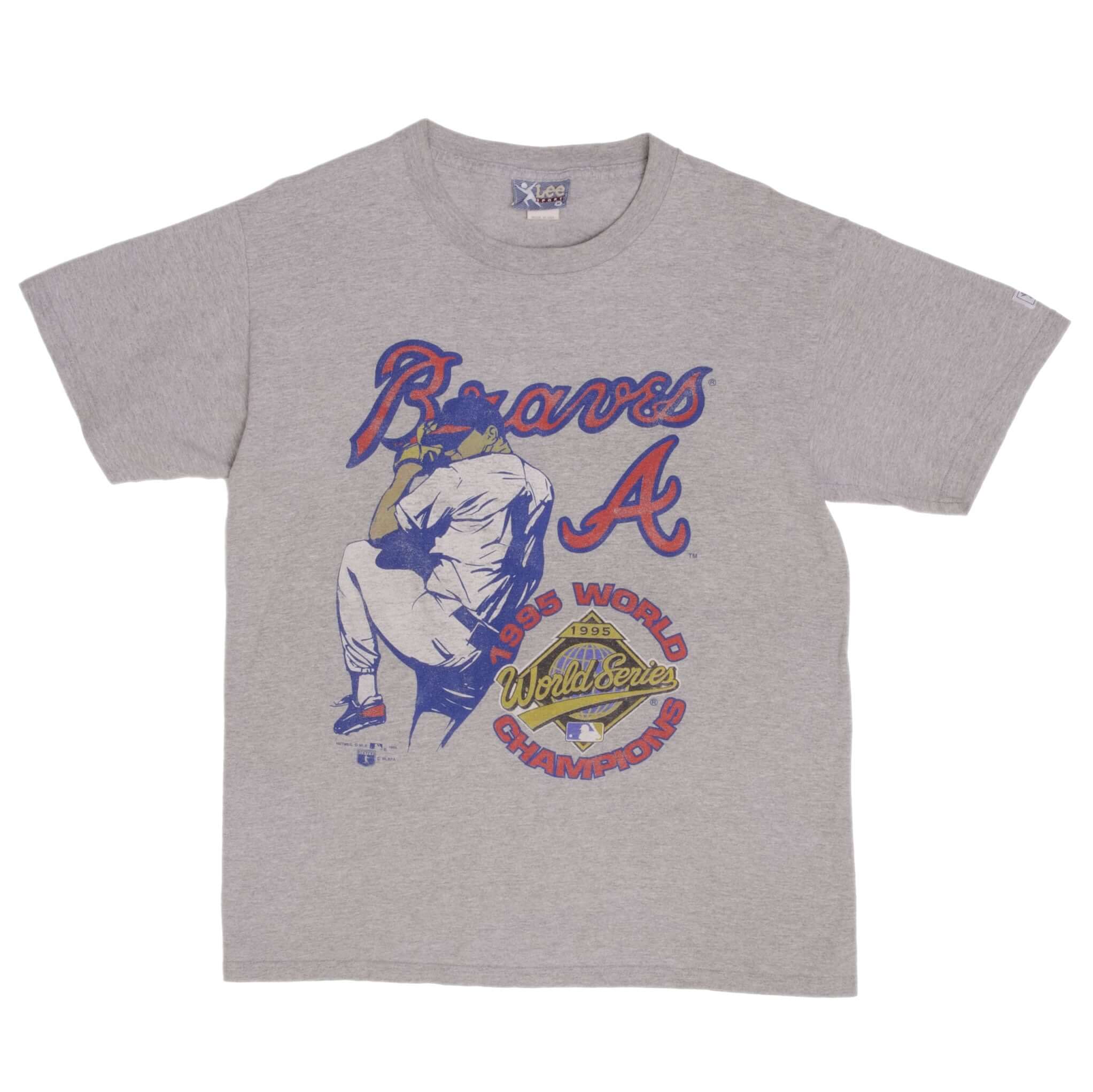 Vintage MLB Atlanta Braves World Champions 1995 Tee Shirt Size Medium Made In USA