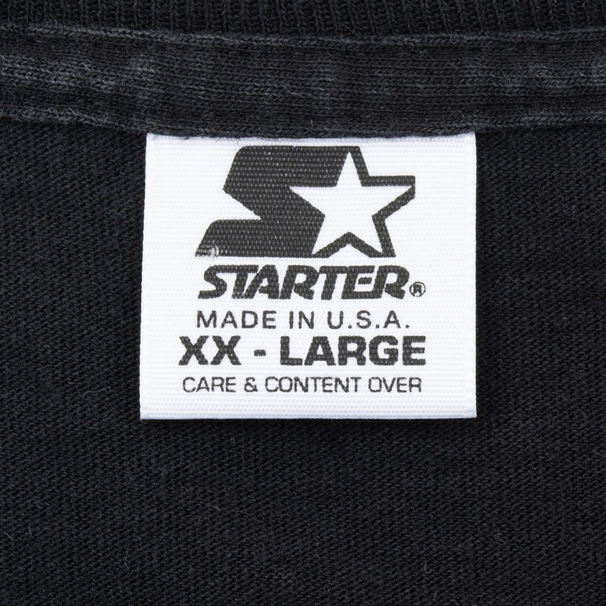 Starter neck tag marked Made in USA and XX-Large