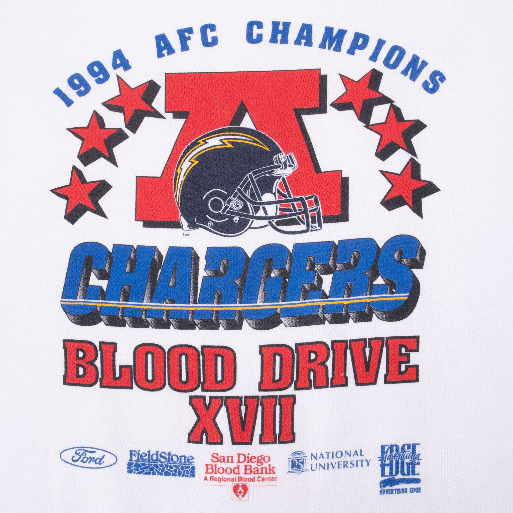 Close-up of 1994 AFC Champions Chargers helmet and Blood Drive XVII print