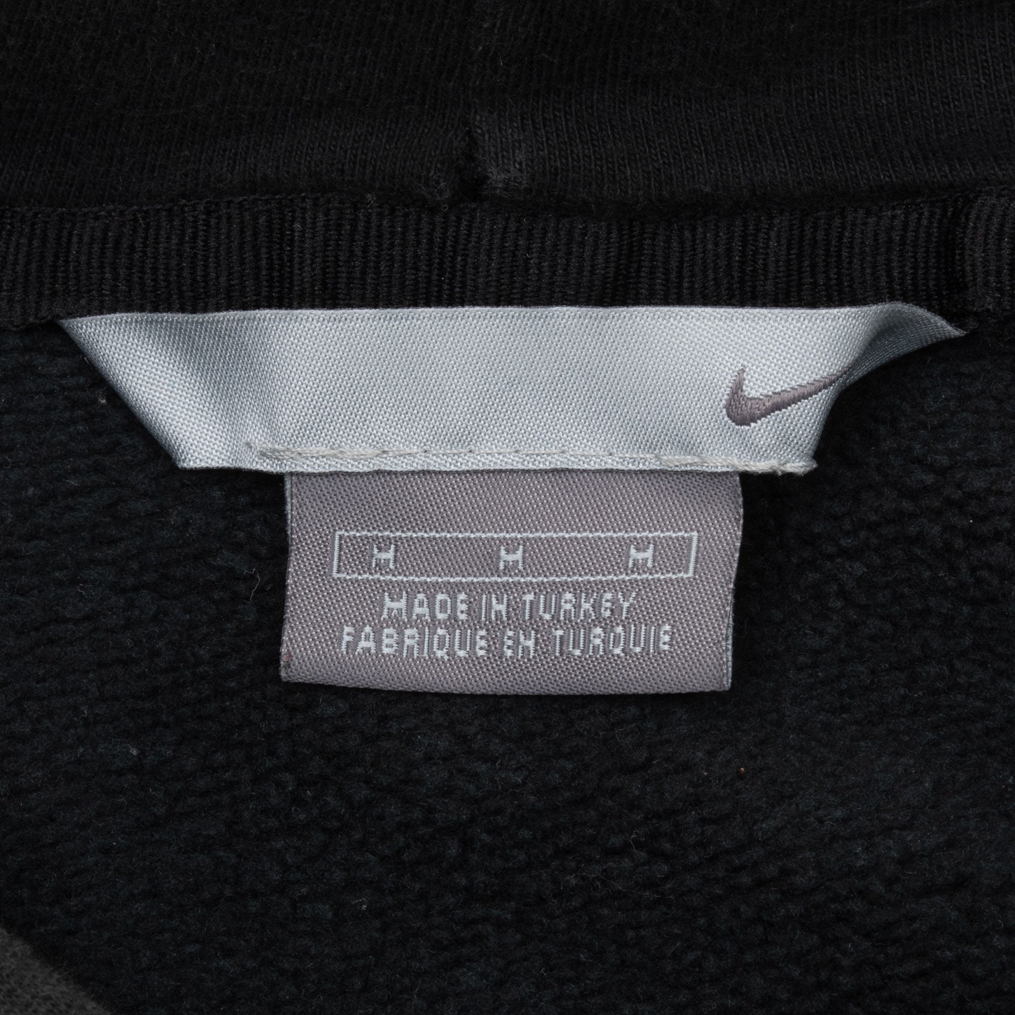 Vintage Nike Spellout Swoosh Black Hoodie Sweatshirt 2000S Size Medium