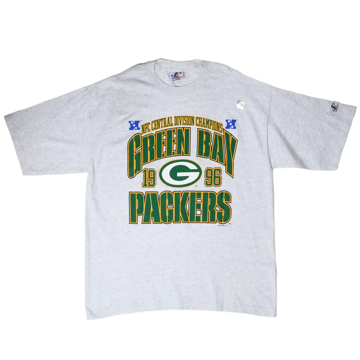 Full front view of gray Green Bay Packers 1996 NFC Central Division Champions T-shirt