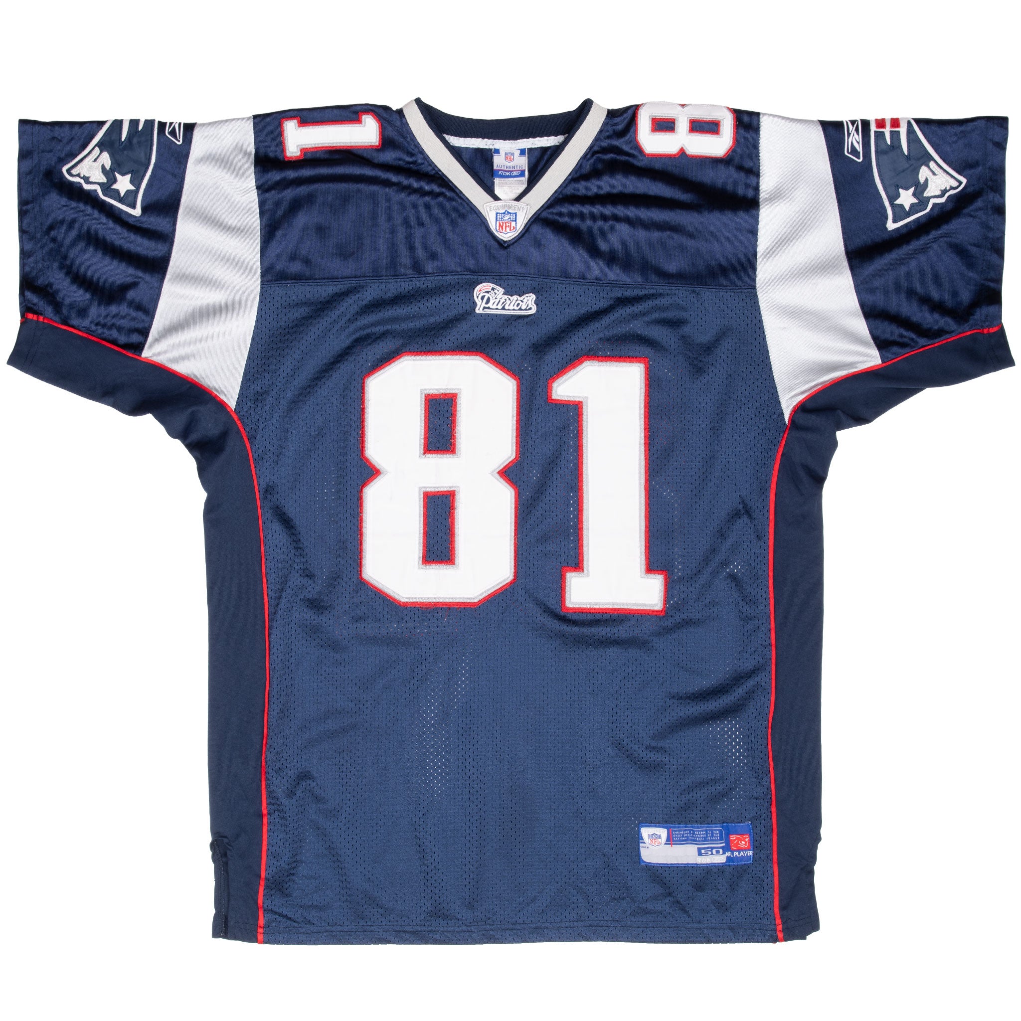 Vintage Nfl New England Patriots Moss #81 Reebok Jersey 2000S Size 50