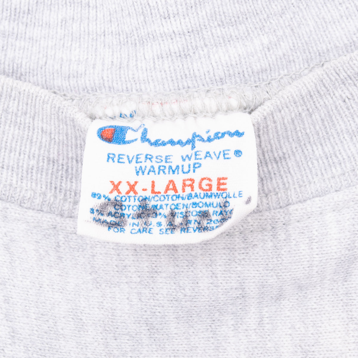 Champion Reverse Weave neck label marked XX-Large