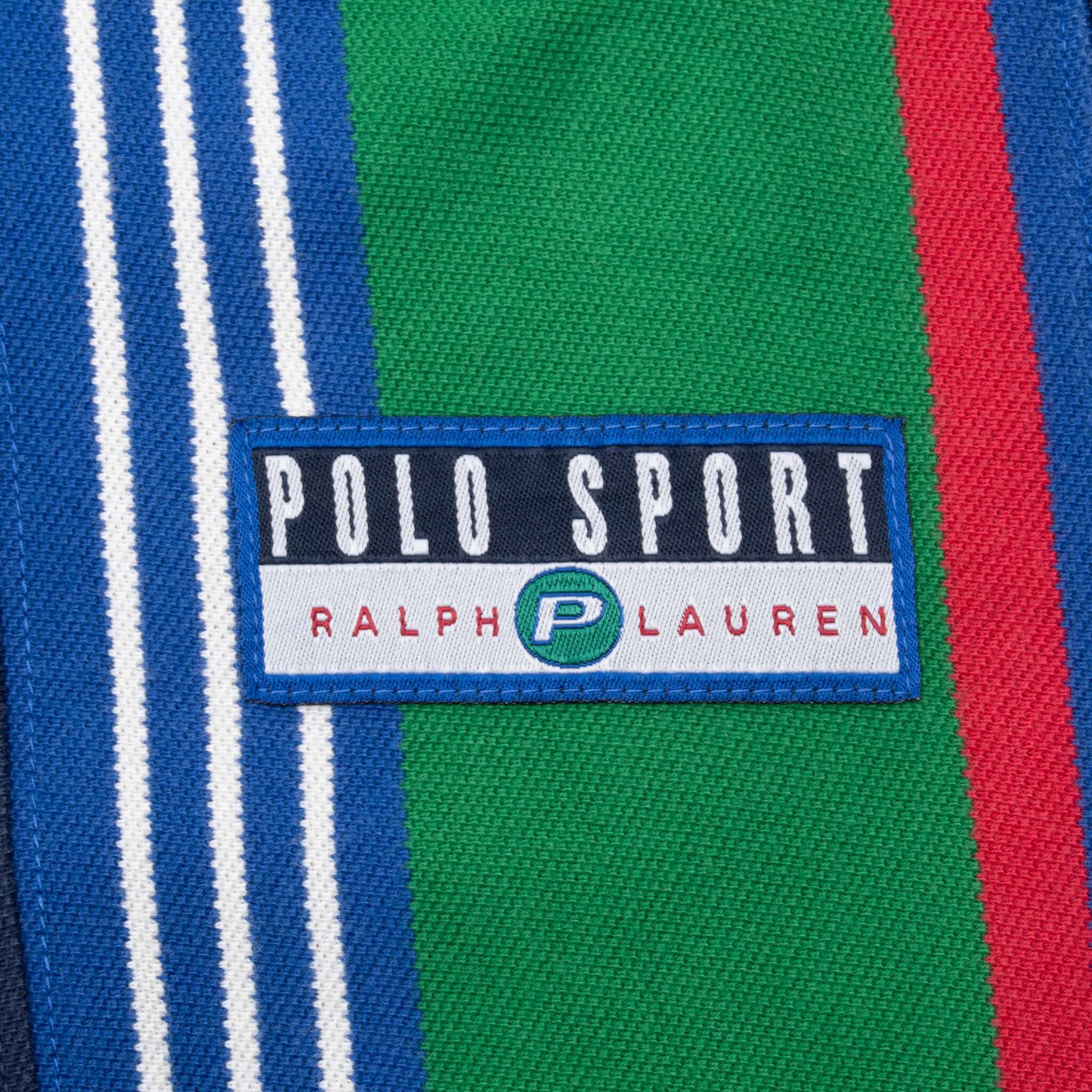 Vintage Polo Sport Ralph Lauren Zip Blue Polo Shirt 1990S Size Large