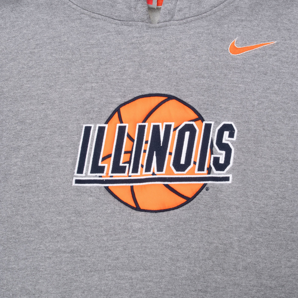 Vintage Nike Ncaa Illinois Basketball Grey Hoodie Sweatshirt 2000S Size XL