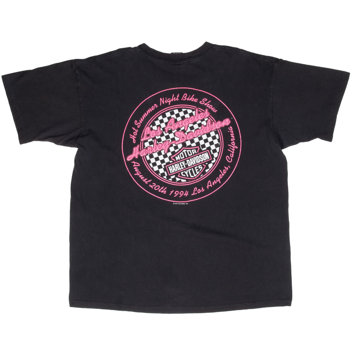 Vintage Harley Davidson Neon Los Aneles Tee Shirt 1994 Size XL Made In Usa With Single Stitch Sleeves
