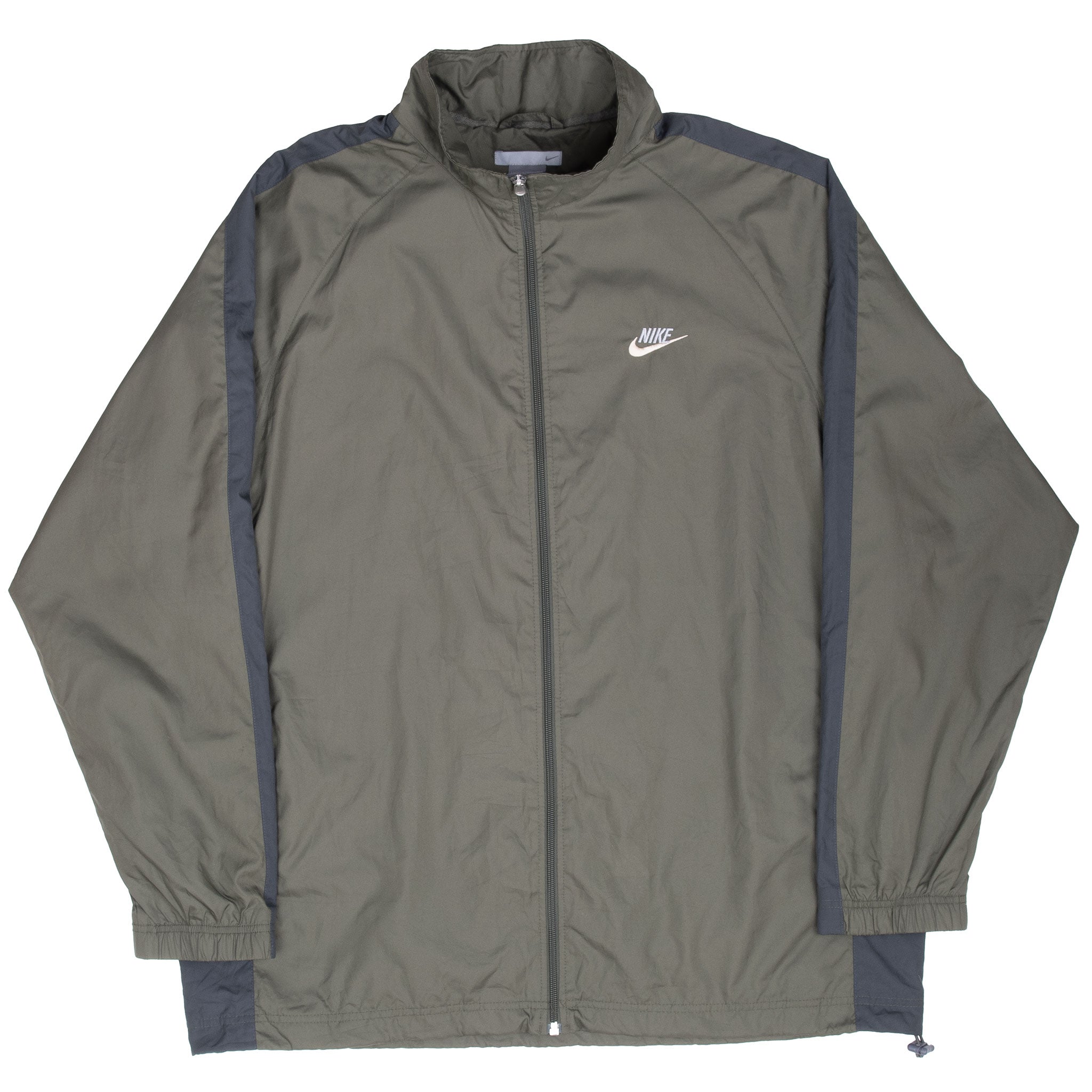 Vintage Nike Classic Swoosh Green Khaki Windbreaker Jacket 1990S Size XL