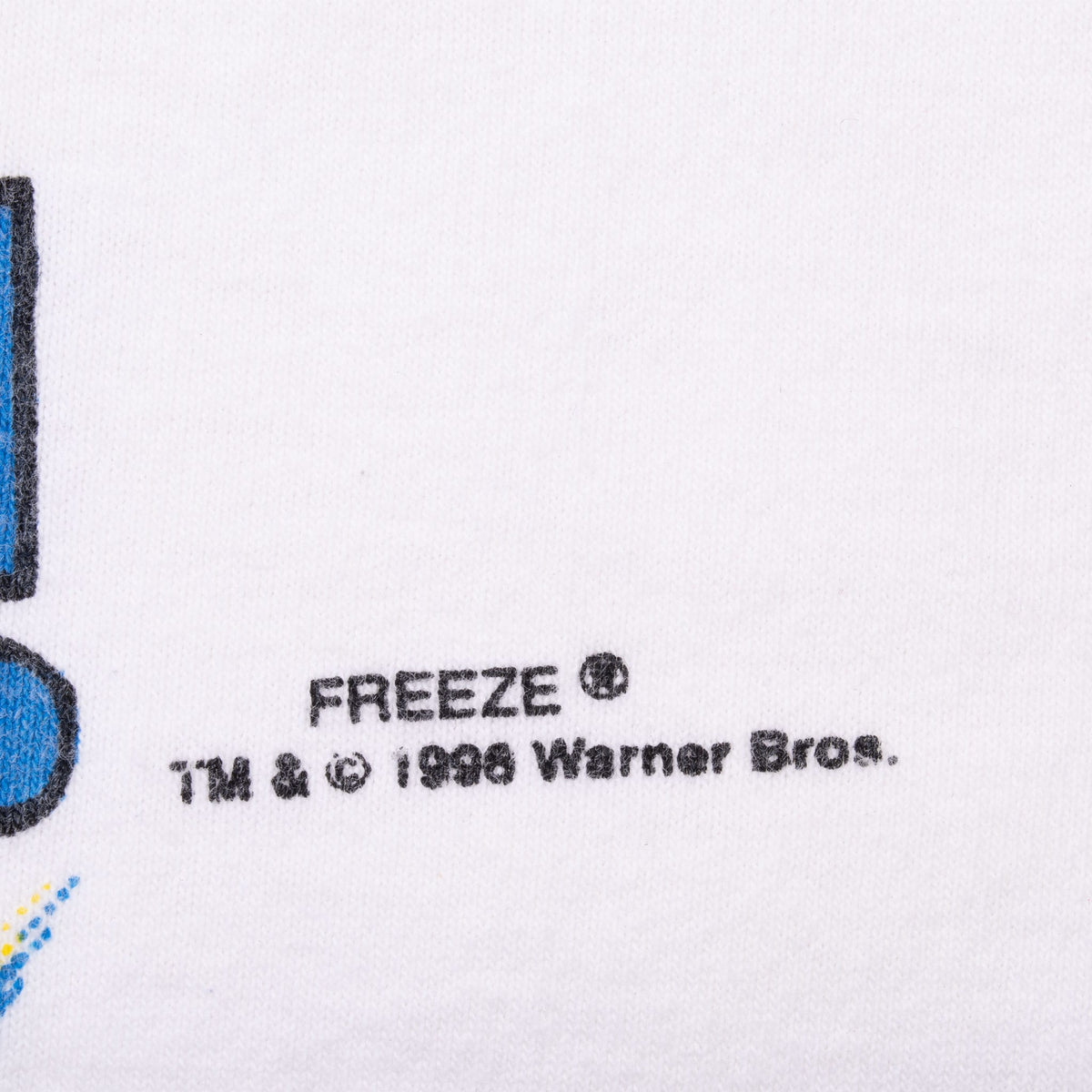Close-up of Freeze and 1996 Warner Bros. copyright print on graphic