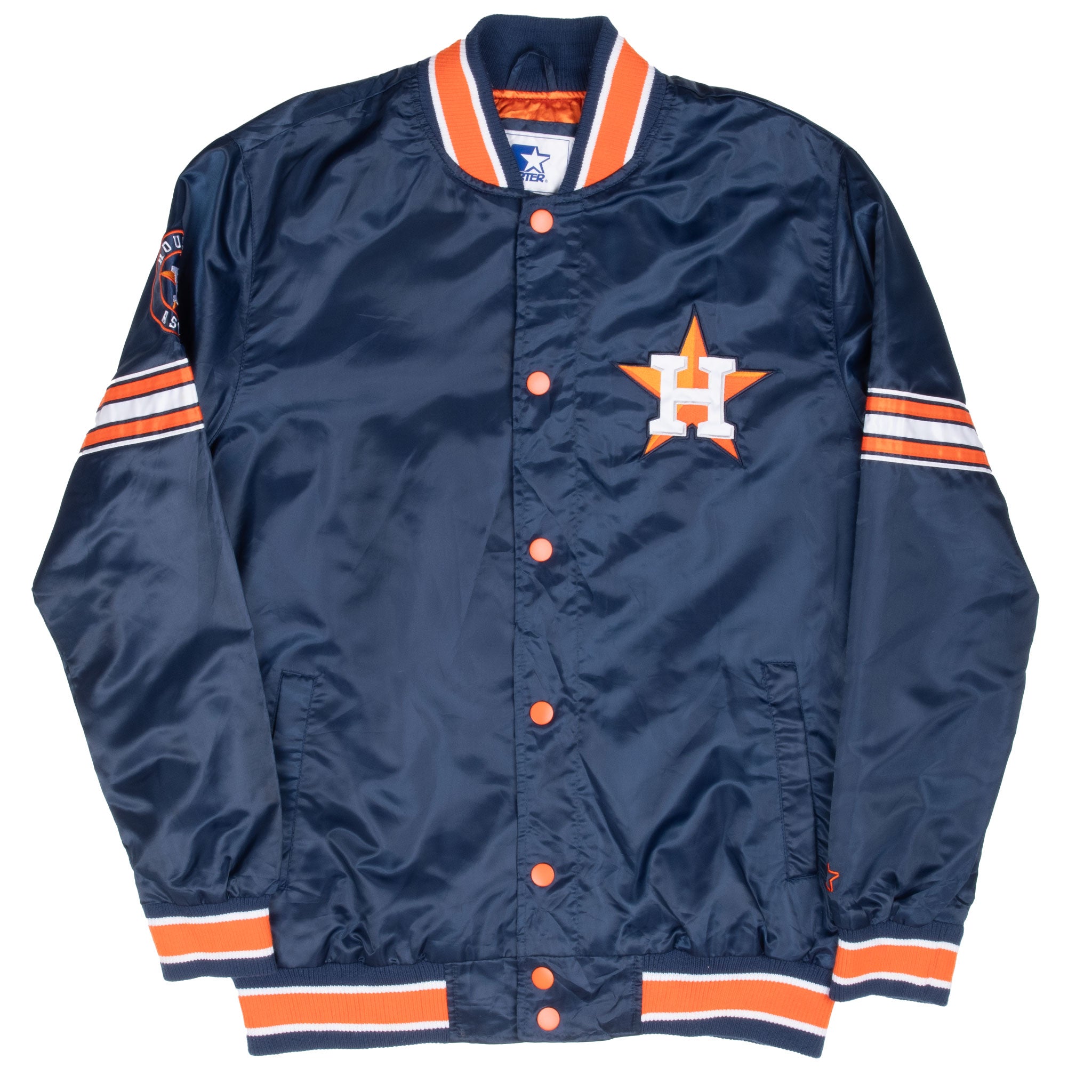 Vintage Mlb Houston Astros Starter Satin Bomber Jacket 1990S Size Large