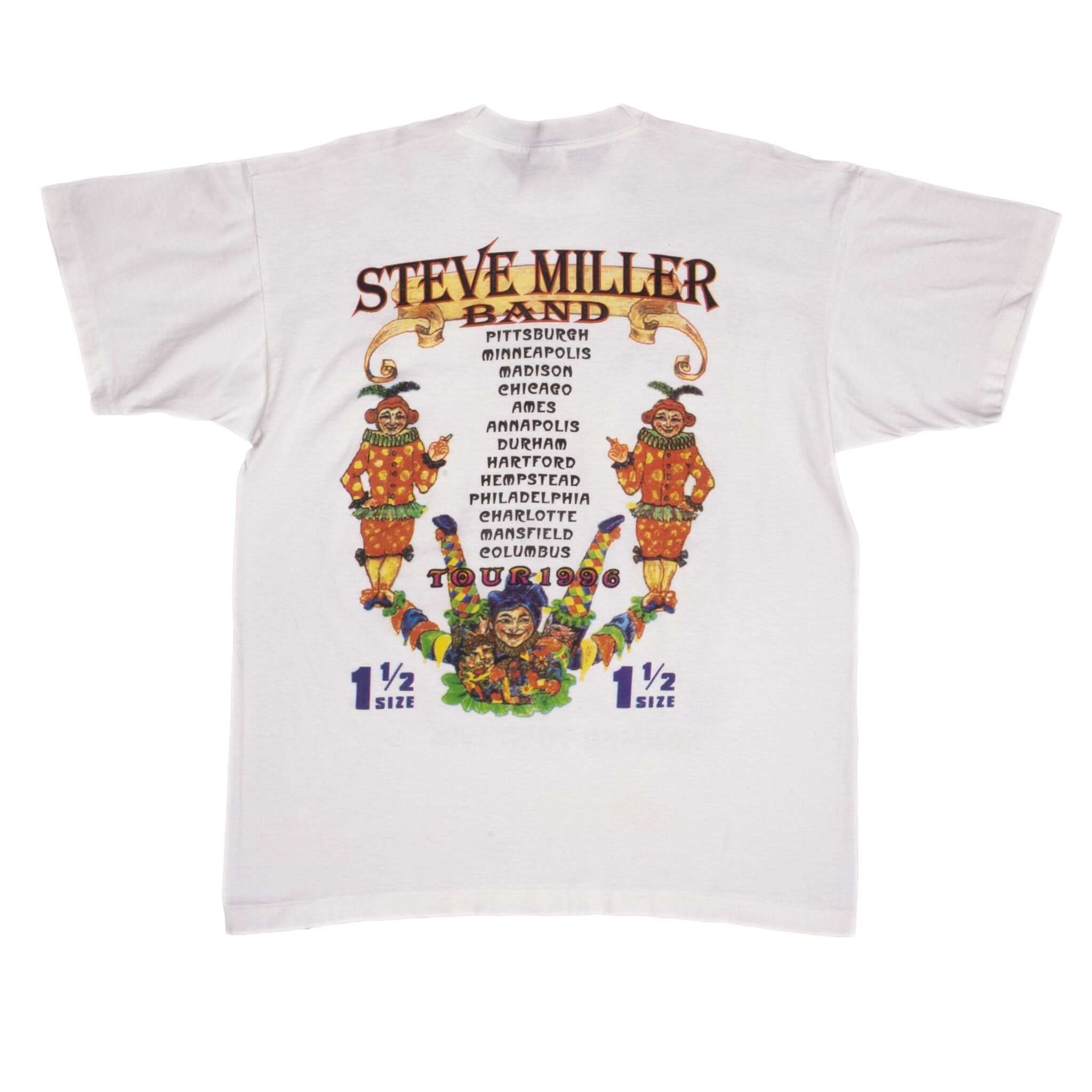 Vintage Steve Miller Band Summer Tour 1996 Tee Shirt Size Large With Single Stitch Sleeves