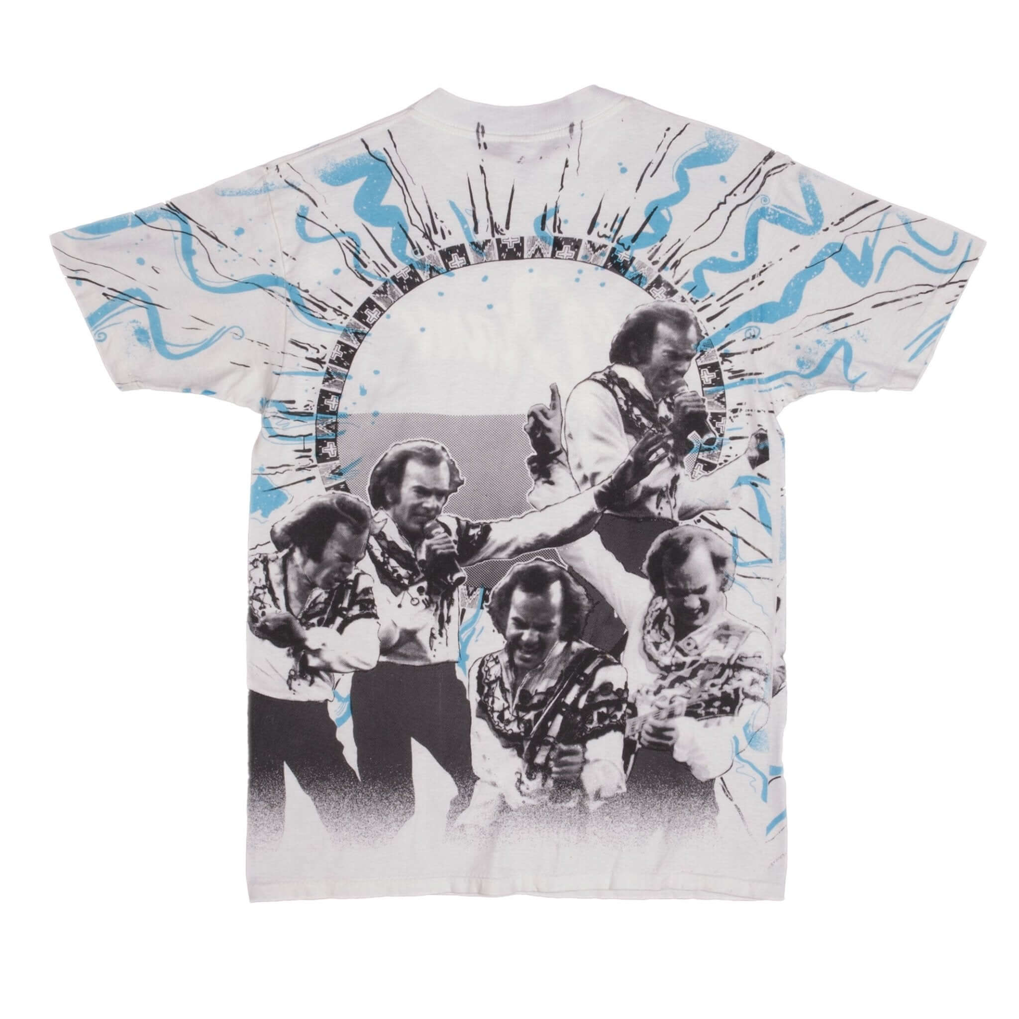 Vintage All Over Print Neil Diamond In the Round 93 Tee Shirt Size Large with single stitch sleeves