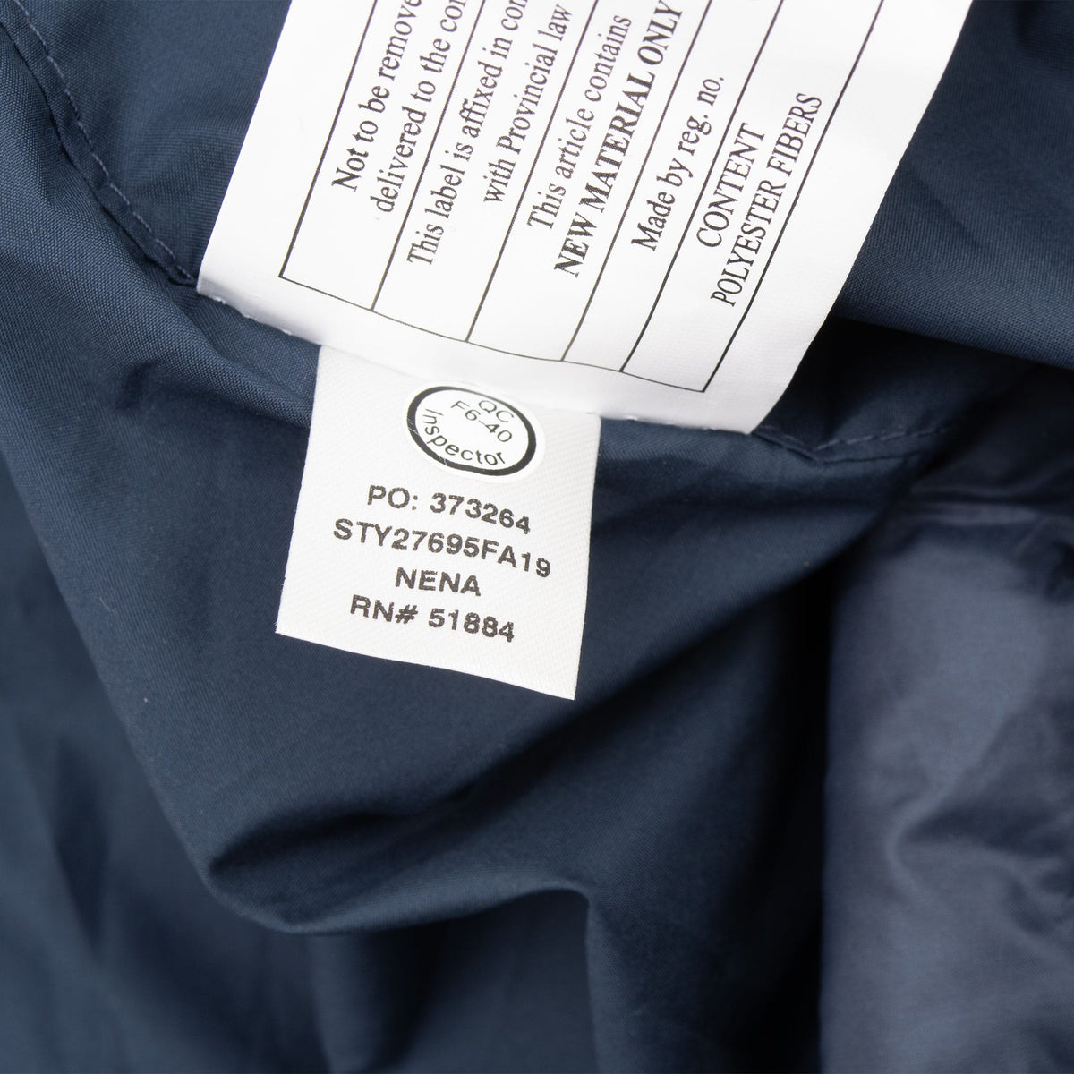 Patagonia Radalie parka care and style tags showing STY27695FA19