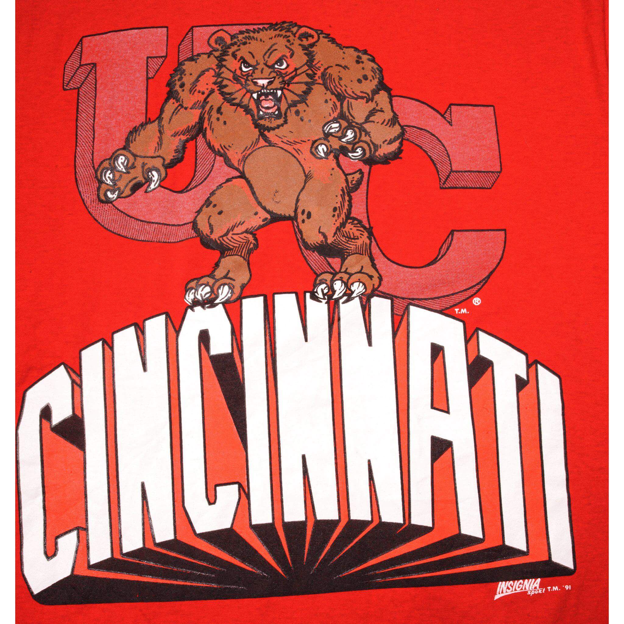 VINTAGE UNIVERSITY OF CINCINNATI TEE SHIRT 1991 SIZE MEDIUM MADE IN USA