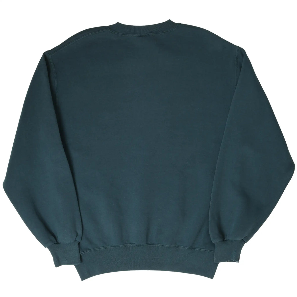 Back of blank forest green Russell Athletic crewneck sweatshirt