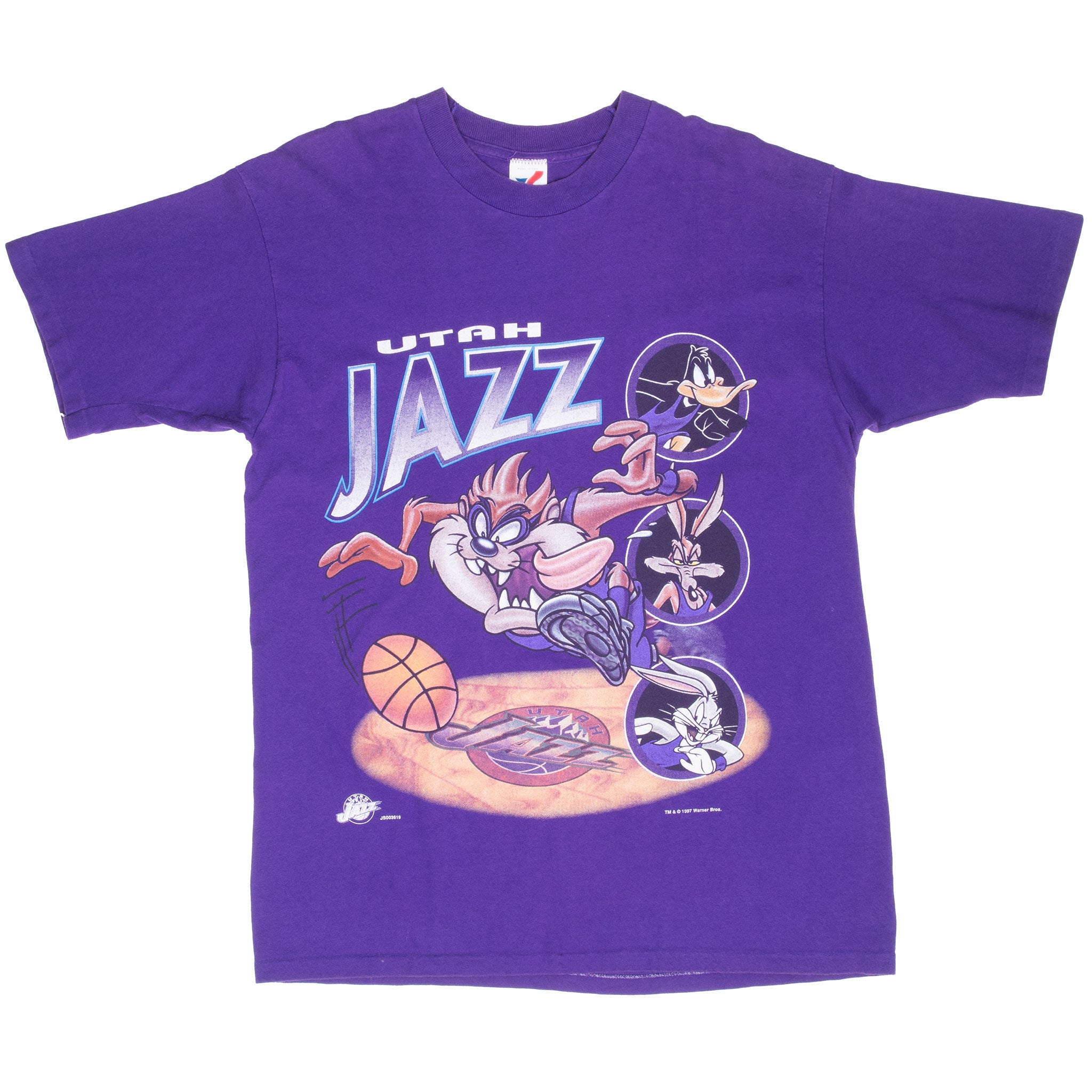 Vintage Nba Utah Jazz Taz Looney Tunes Tee Shirt 1997 Size XL Made In Usa