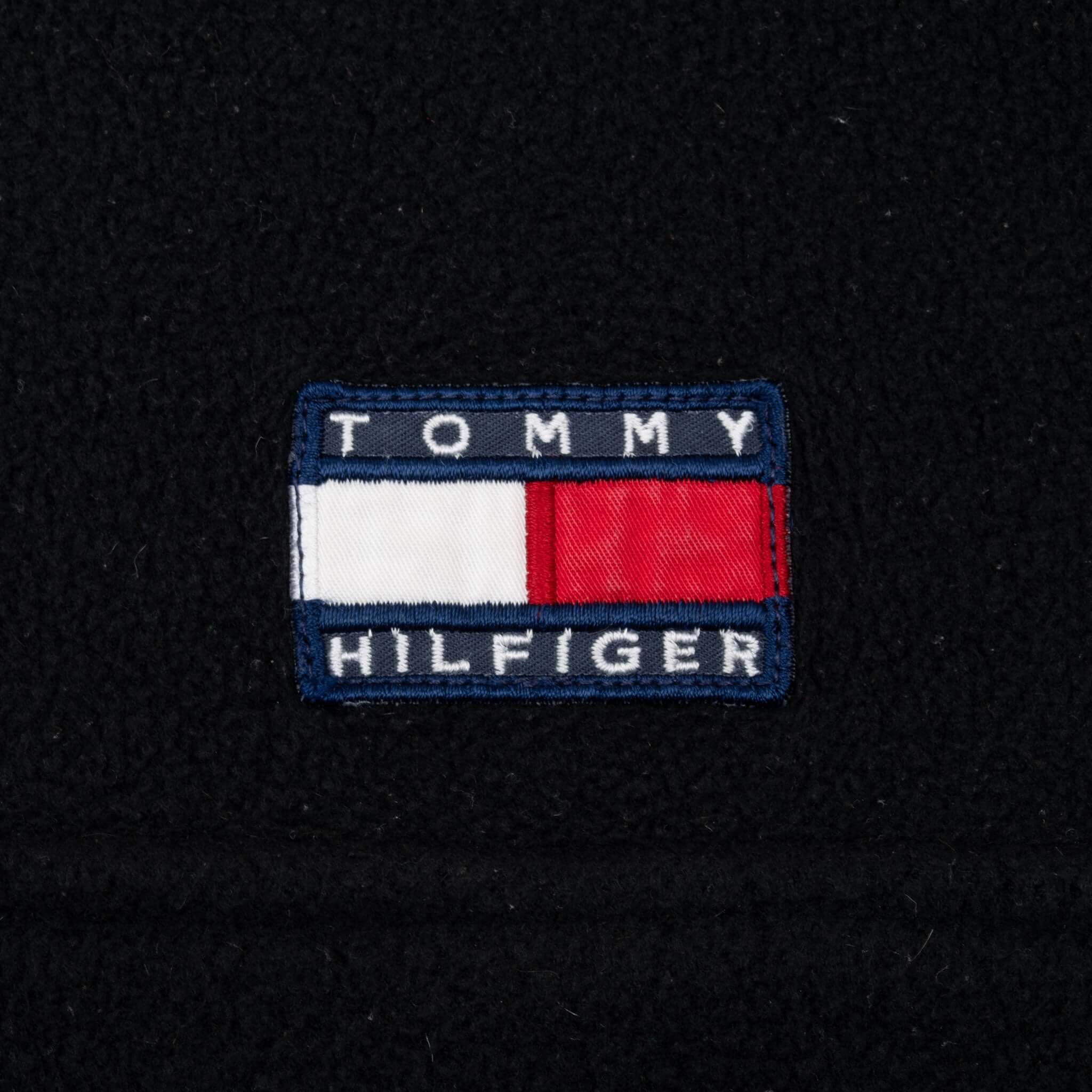 Vintage Tommy Hilfiger Black Quarter Zip Fleece Jacket 1990S Size XL