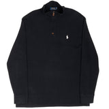 Vintage Polo Ralph Lauren Black Quarter 1/4 Zip Sweater Size Large