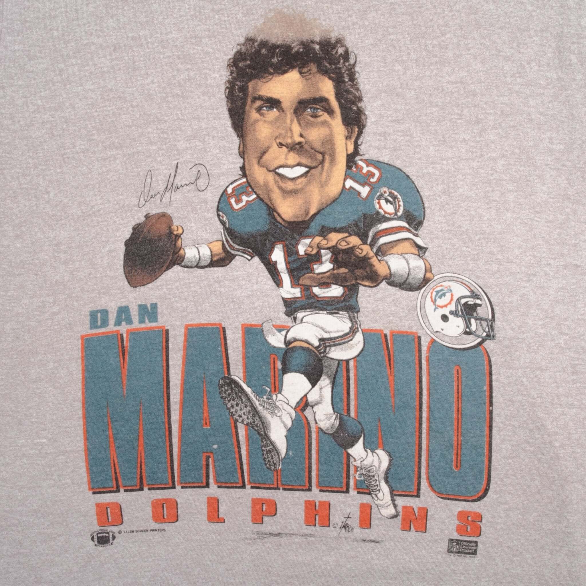 Vintage NFL Miami Dolphins Dan Marino 1987 Tee Shirt Size Medium Made In USA With Single Stitch Sleeves