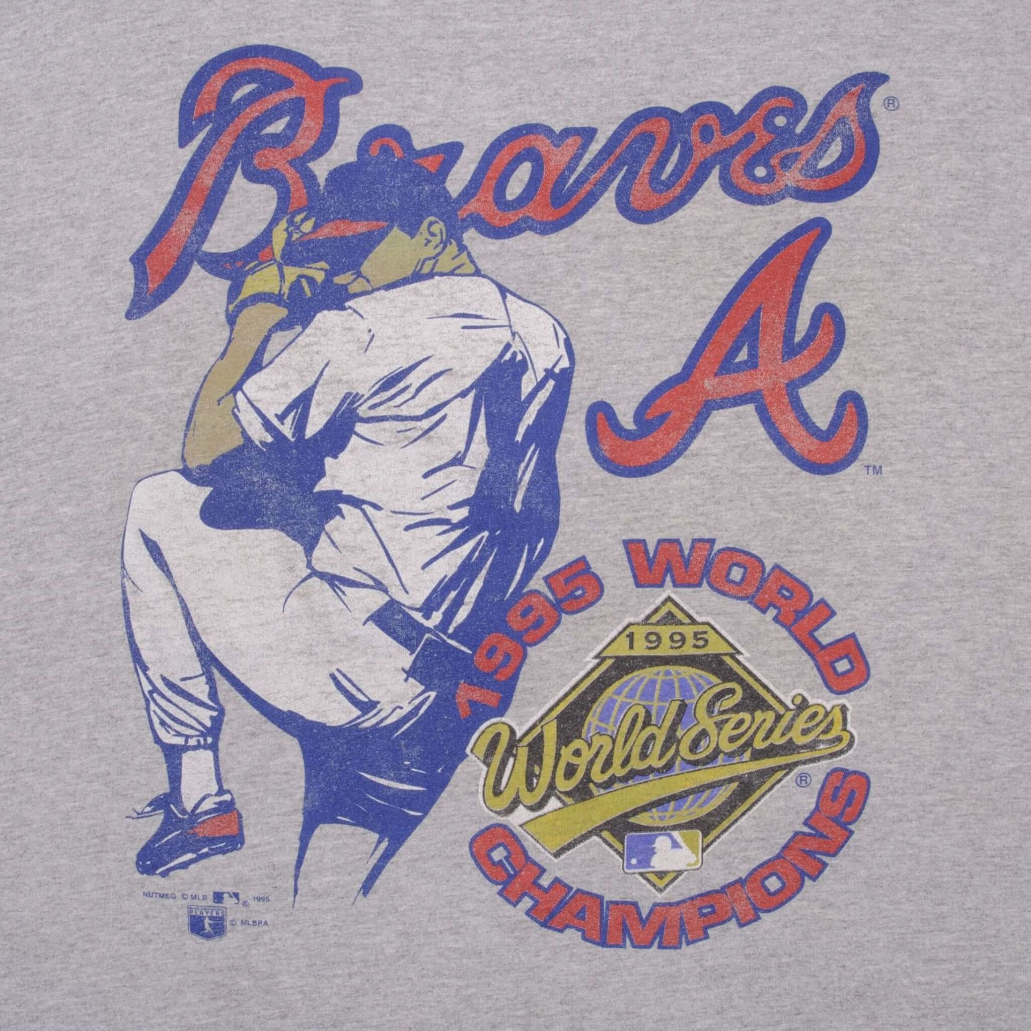Vintage MLB Atlanta Braves World Champions 1995 Tee Shirt Size Medium Made In USA
