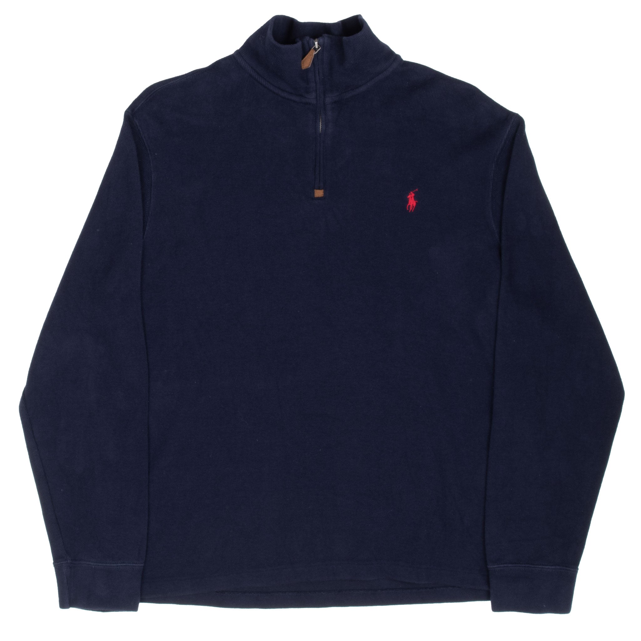 Vintage Polo Ralph Lauren Navy Blue Quarter 1/4 Zip Sweater 1990s Size Large