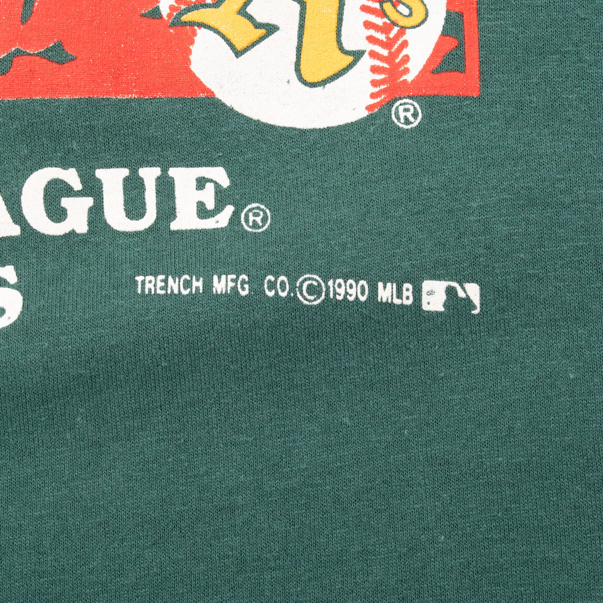 Vintage Mlb Oakland Athletics World Series 1990 Tee Shirt Size Large Made In Usa With Single Stitch Sleeves