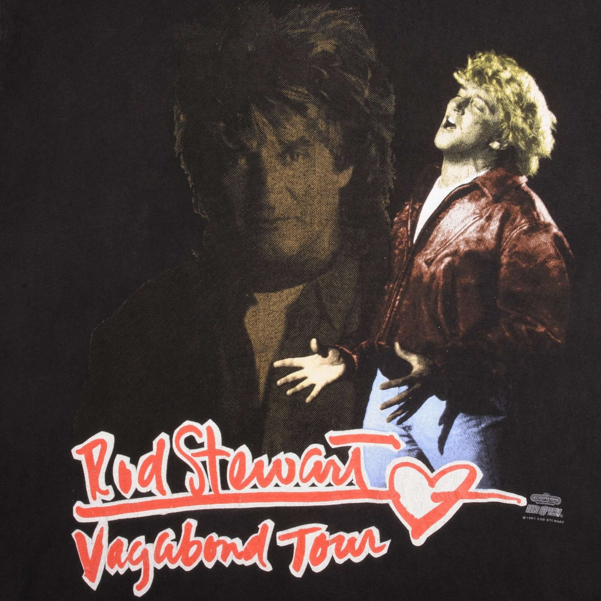 Vintage Rod Stewart Vagabond Tour 1991 Tee Shirt Size Large Made In USA With Single Stitch Sleeves