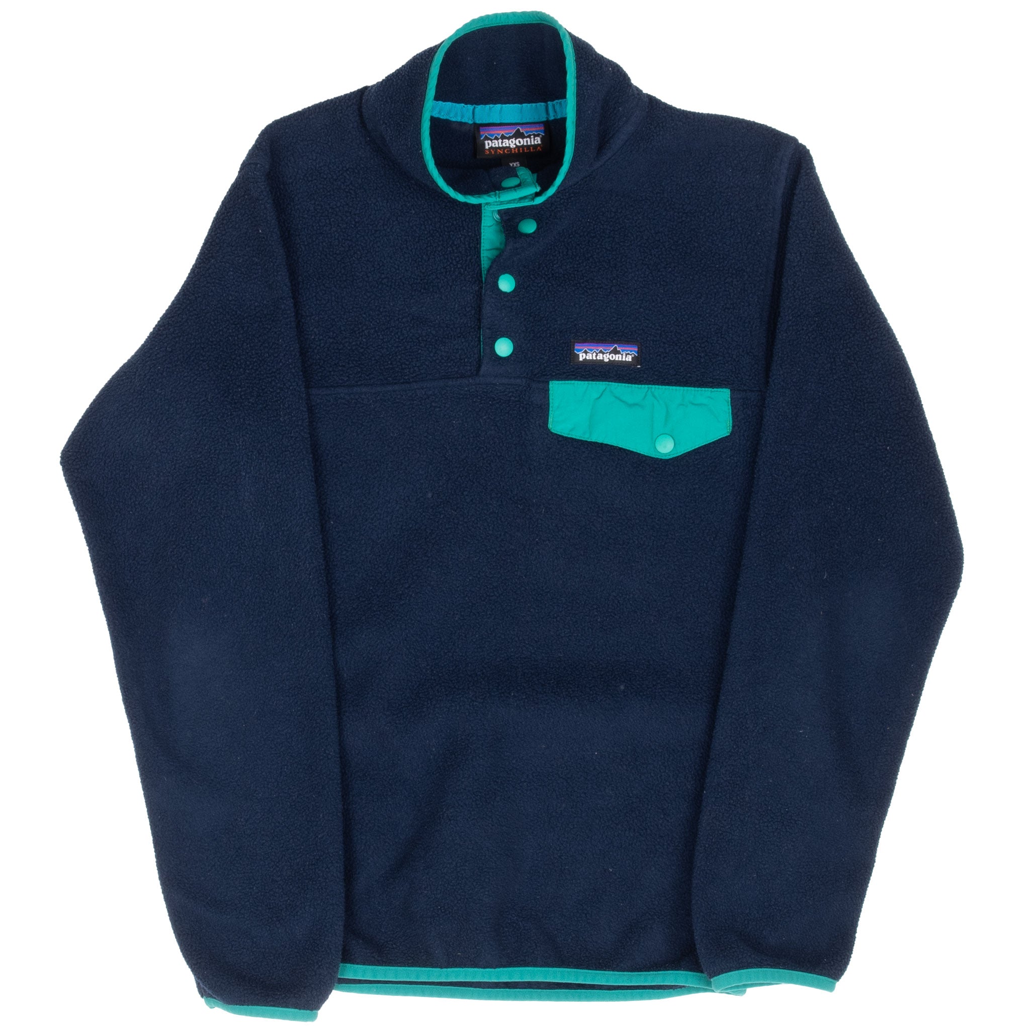 Vintage Patagonia Blue Synchilla Snap T Fleece Pullover Jacket 2000S Size 2XS