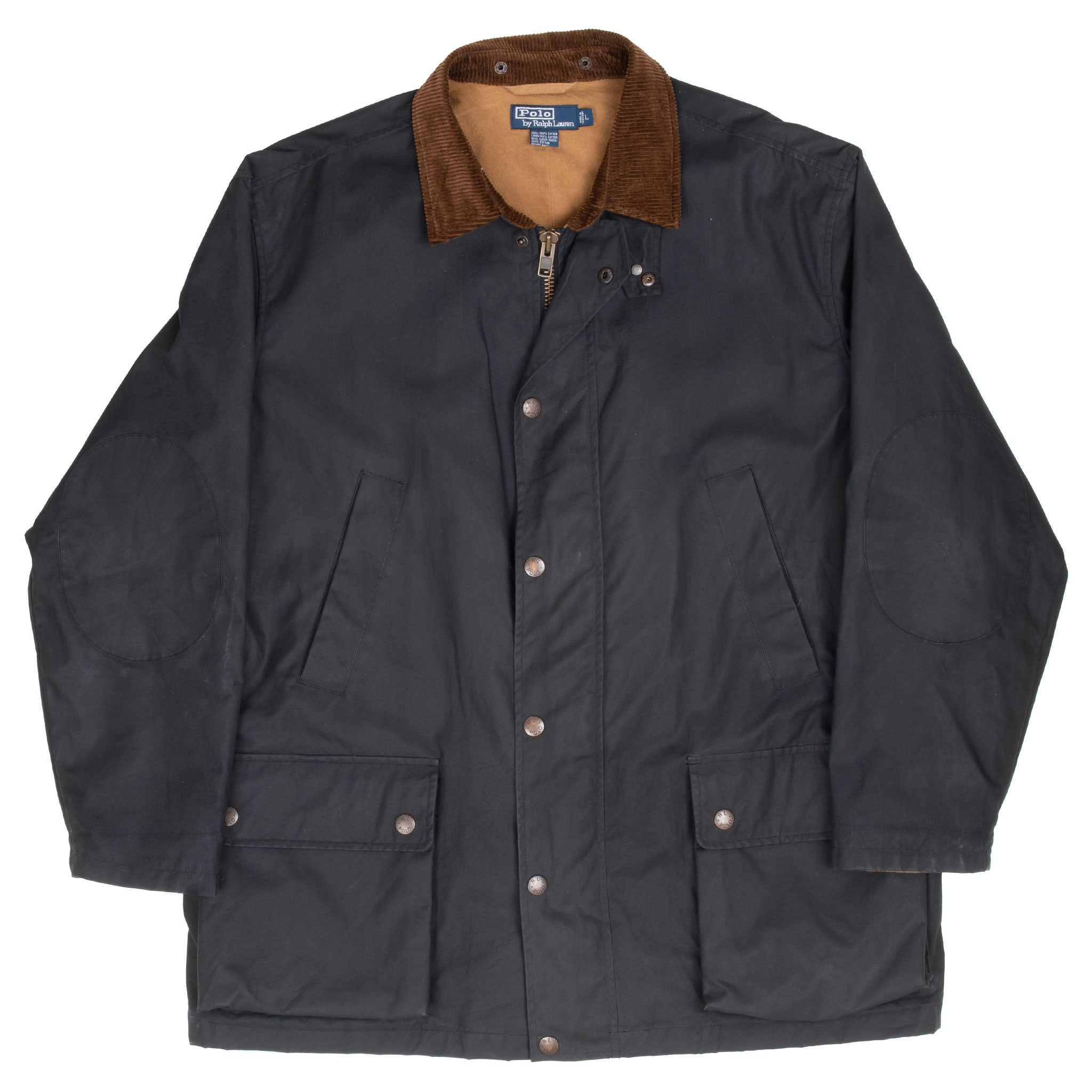 Vintage Polo Ralph Lauren Black Wax Coat Jacket 1990S Size Large