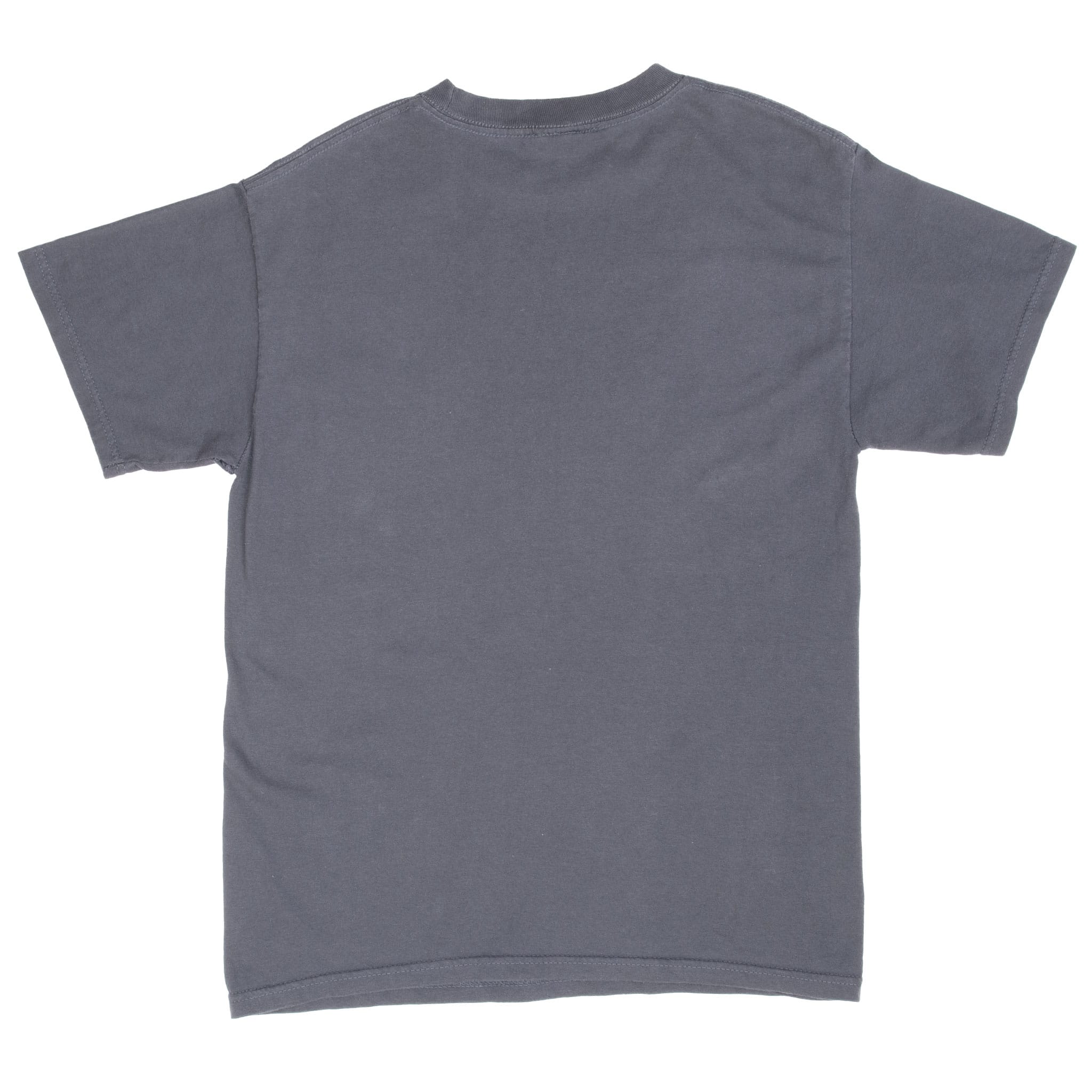 Plain back of charcoal gray WWE short-sleeve T-shirt