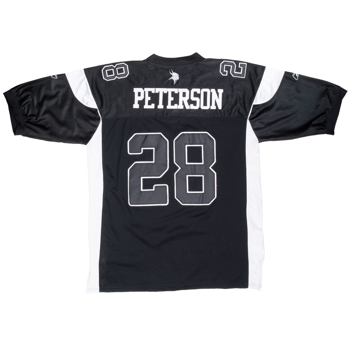 Back of black Minnesota Vikings jersey with Peterson name and number 28