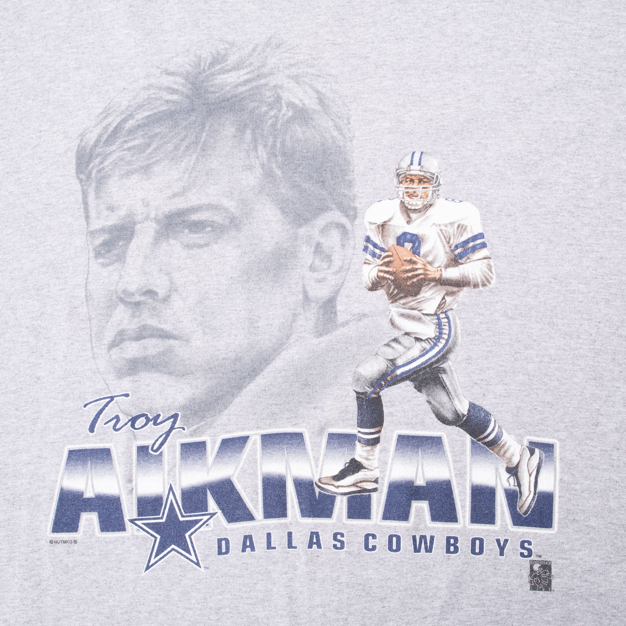 Vintage Nfl Dallas Cowboys Troy Aikman Tee Shirt 1990S Size 2XL Made In Usa